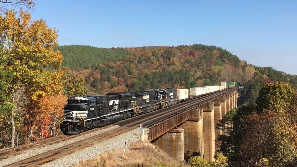 A Norfolk Southern photo of the Wells Viaduct, 200-feet high and 1500-feet in length.