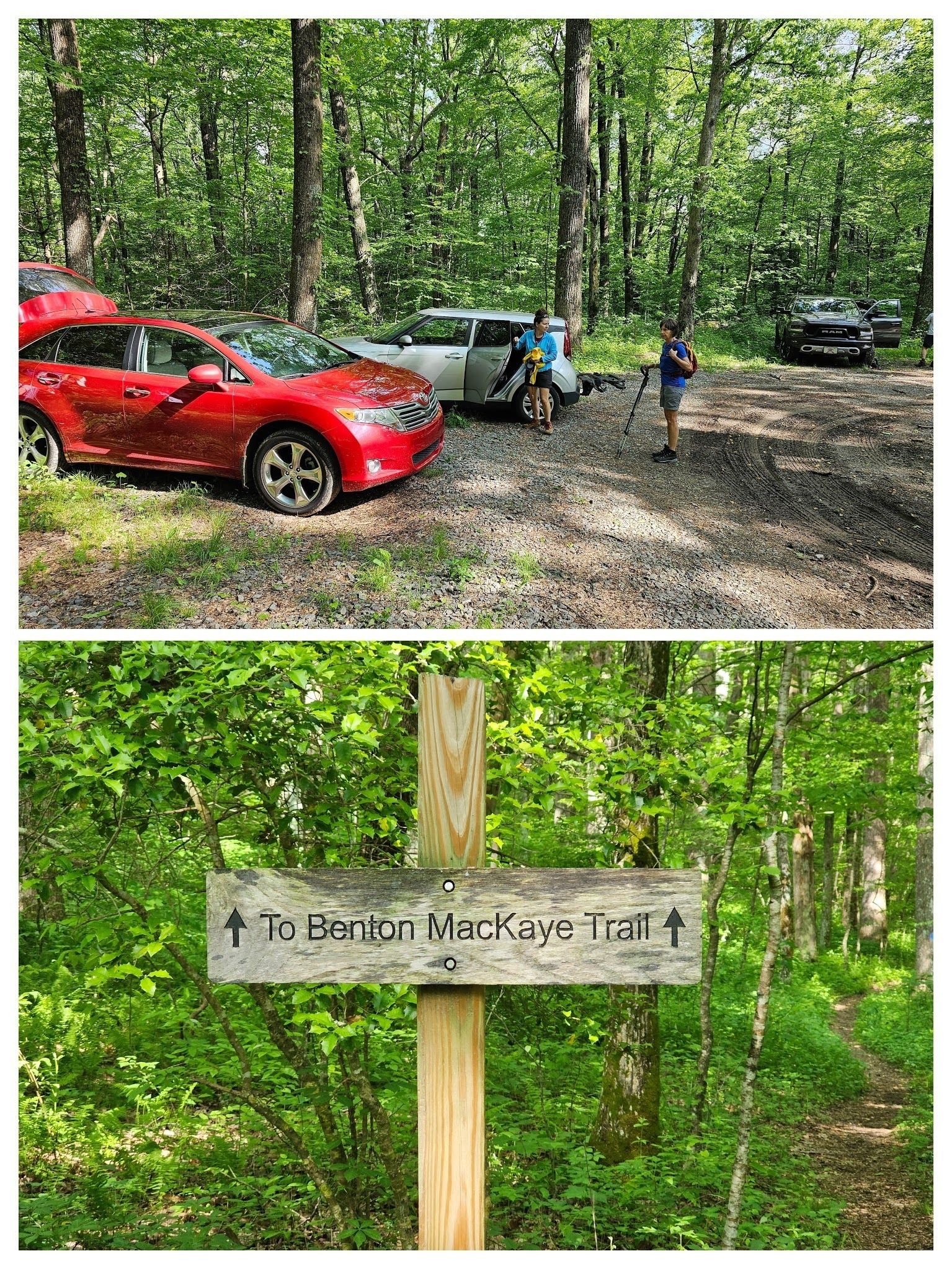 A nice parking area and signs to access the Benton MacKaye Trail (BMT).