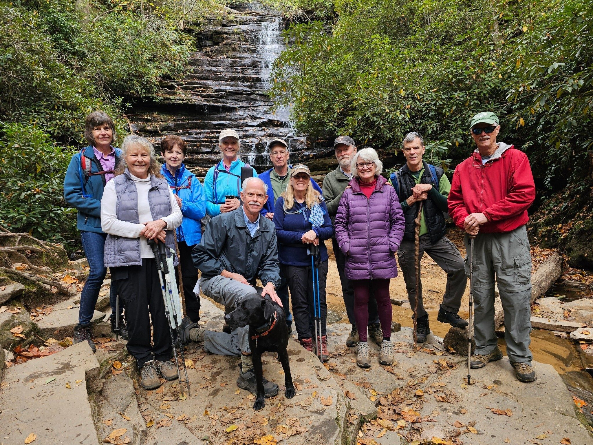Today's hikers (L-R): Beth, Renee, Jenny, Linda, Mike & Toby, Edwin, Lynn, Matt, Cindy, Gerald & Jim.