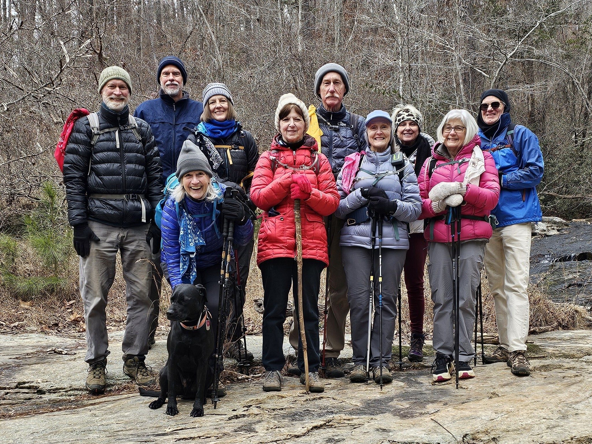Today's All-Weather Hikers (L-R) Matt, Mike, Linda & Toby, Jane, Jenny, Don, Terre, Sue, Pam and Jubie.