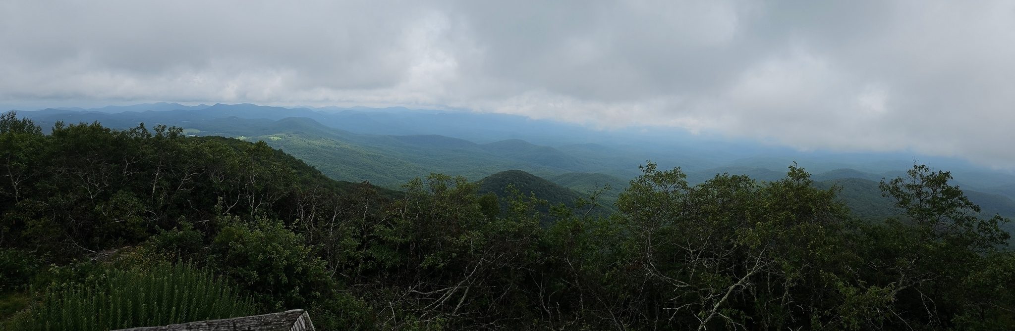 A low cloud,  panoramic view to the east from Rabun Bald.