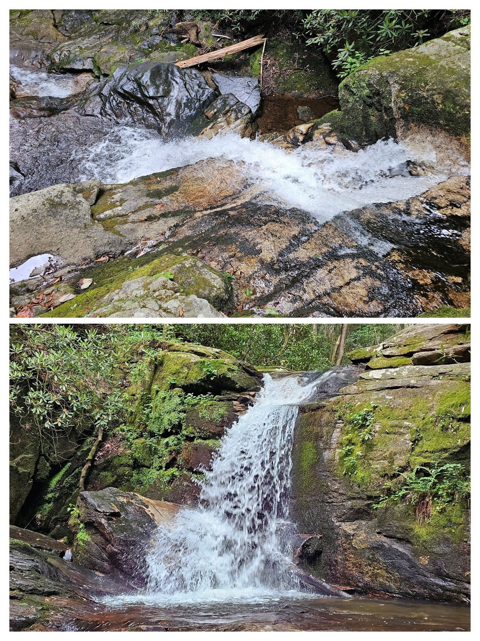 Another view of the falls above and below Lower Dodd Creek Falls.
