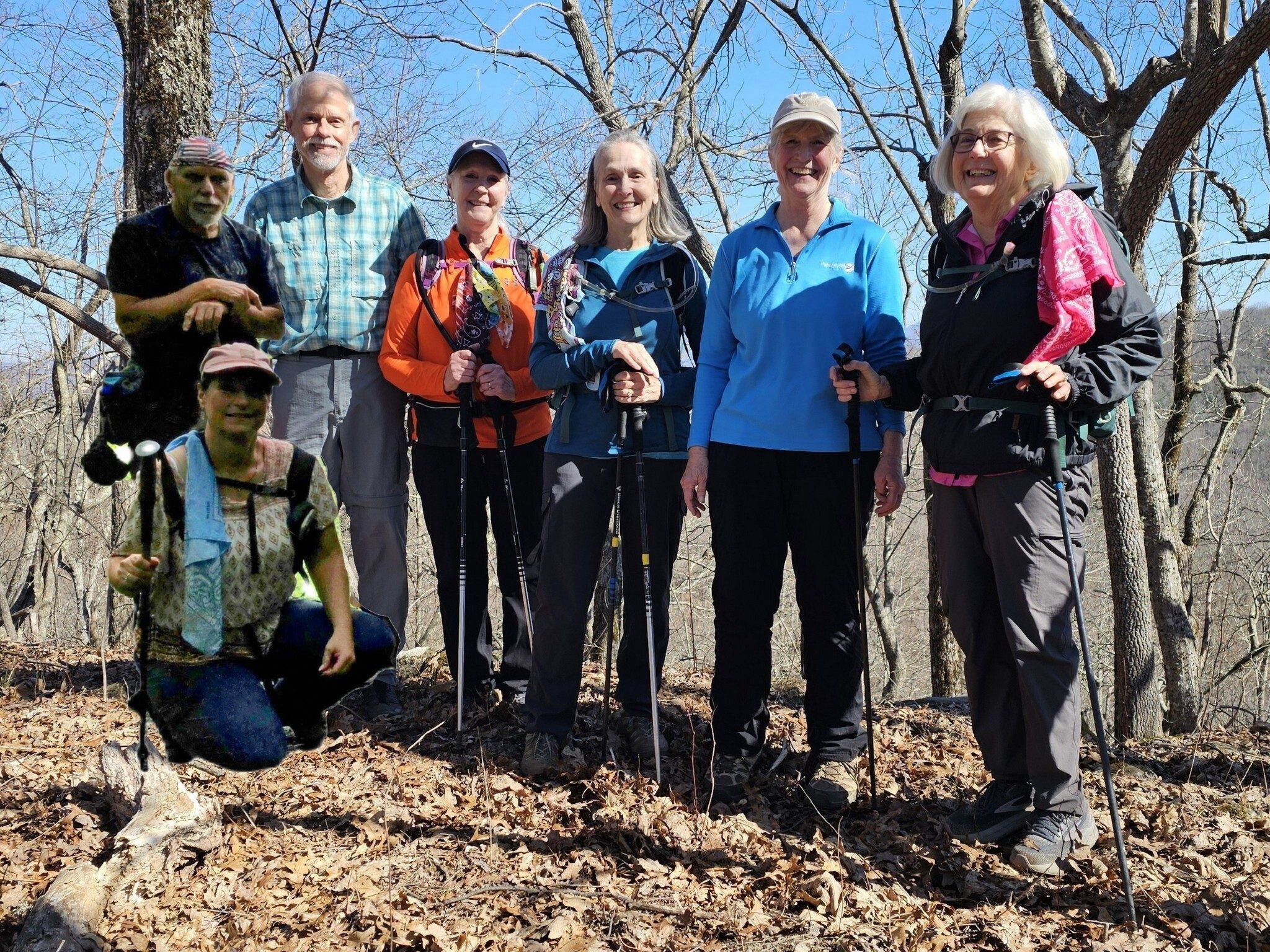 Today's Hikers (L-R): Roger, Shelia, Mike, Betty, Terre, Linda & Pam