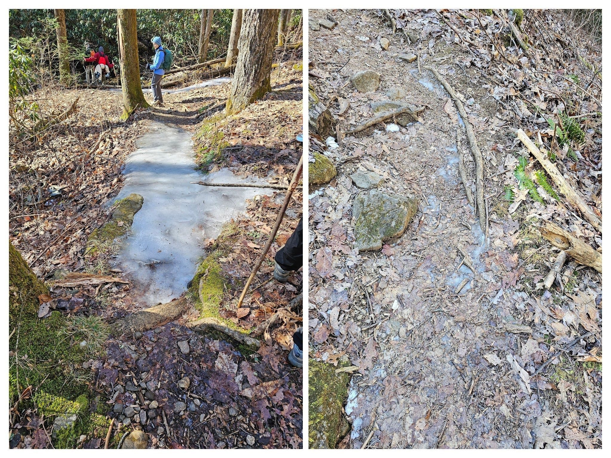 More ice on the trail.  Some more obvious than others.