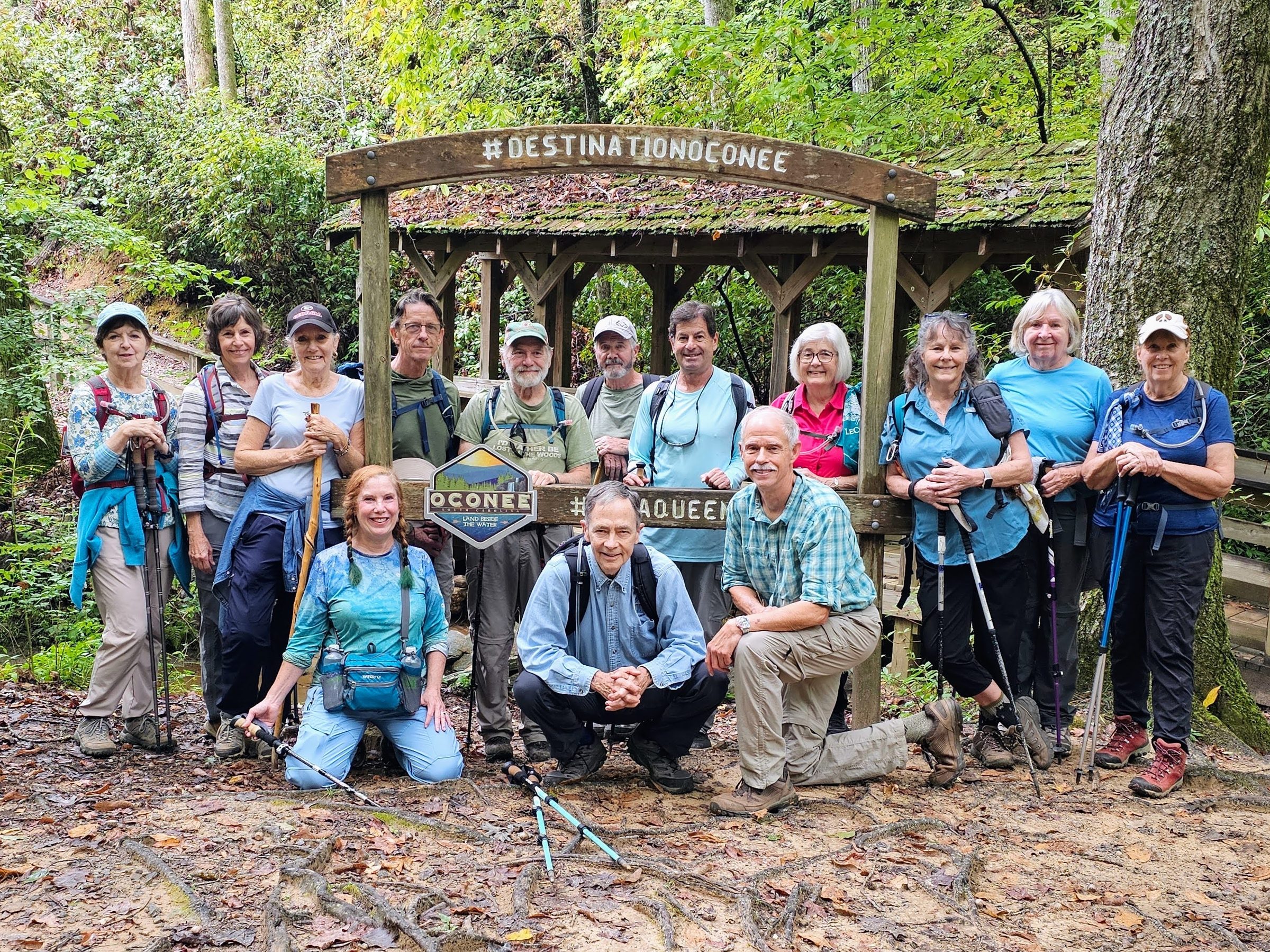 Today's hikers (L-R) Back: Jenny, Beth, Claudia, Gregg, Jack, Ken, Darren, Pam, Renee, Angela, Lynn;  Front: Jane, Charles & Mike