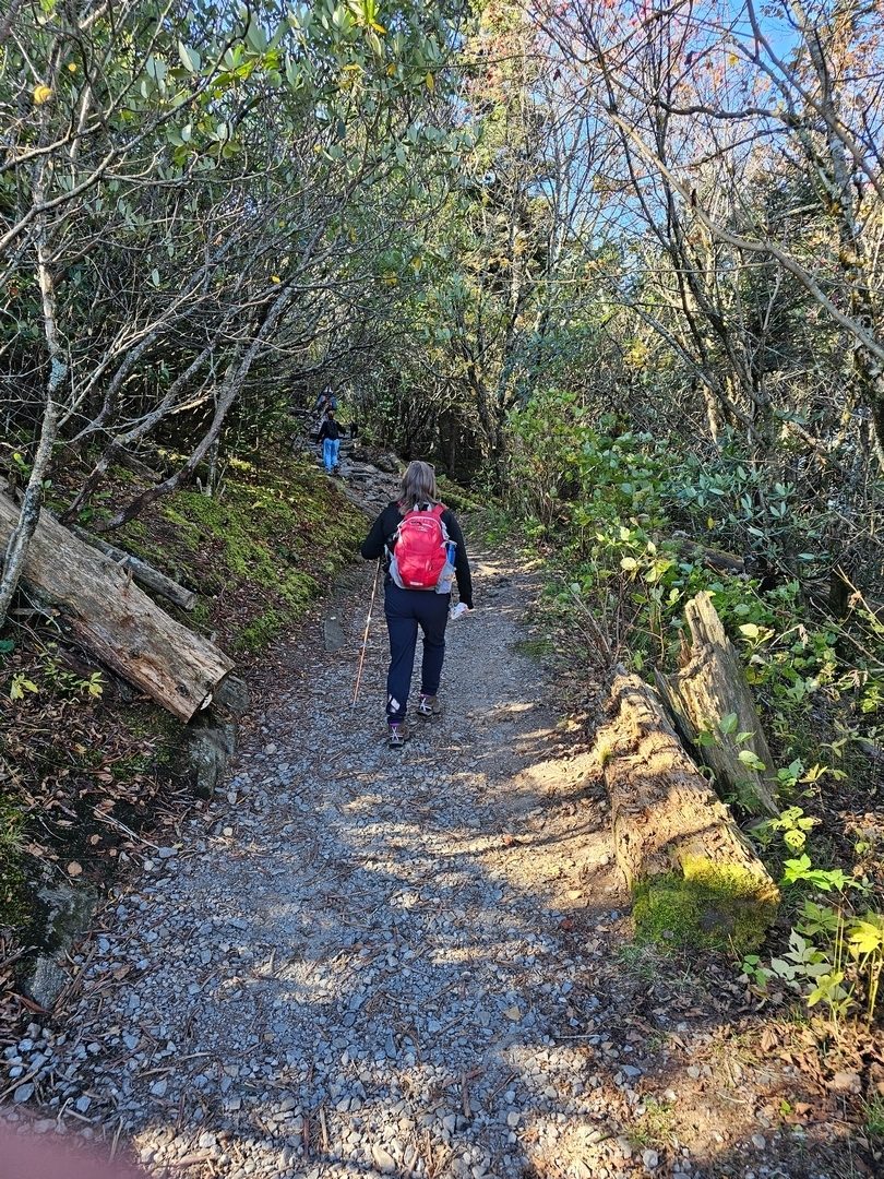 It's a steep climb up a short gravel, then rocky trail, to Devil's Courthouse.