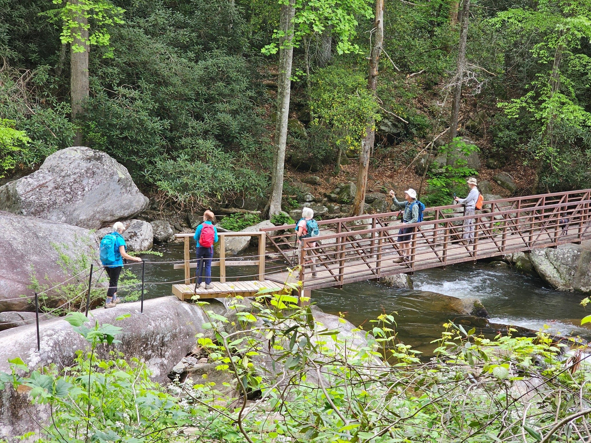 Crossing Whitewater River on the iron bridge.