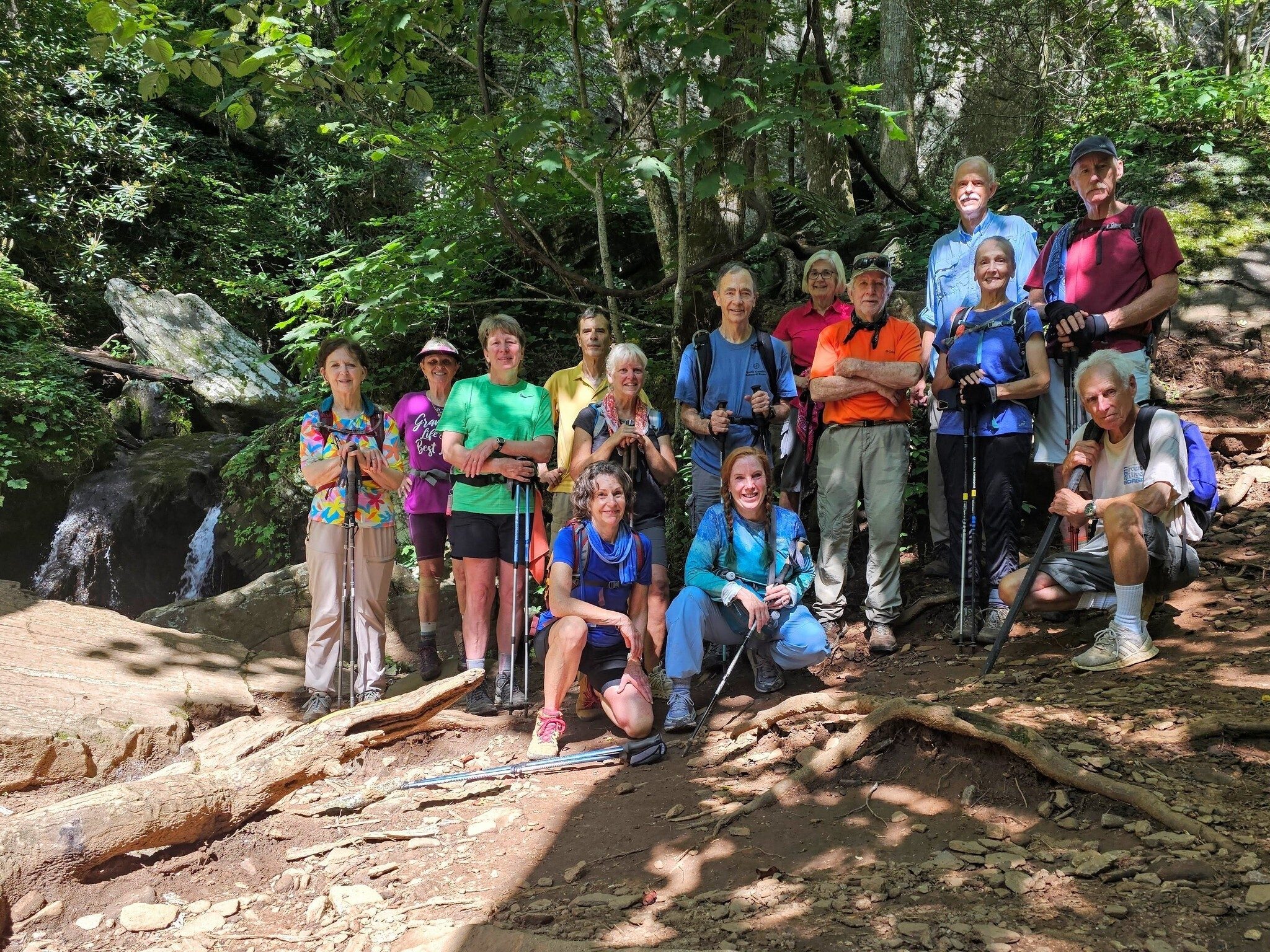 Today's Hikers (L-R) BAck: Jenny, Sue, Kim, Gerald, Elizabeth, Charles, Pam, Vic, Mike B., Terre, Don; Front: Beth, Jane & Mike J.