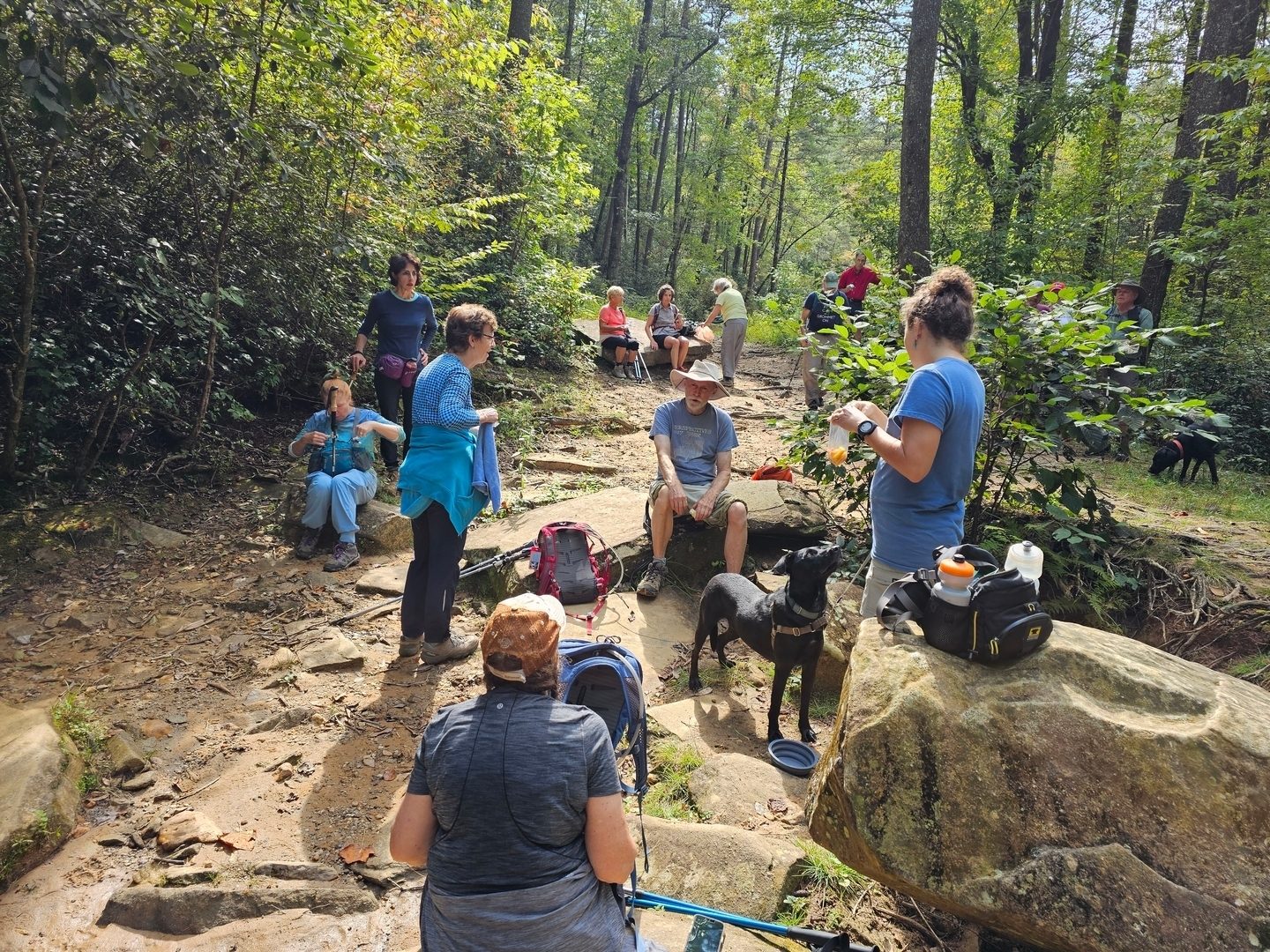 Taking a break at the falls.