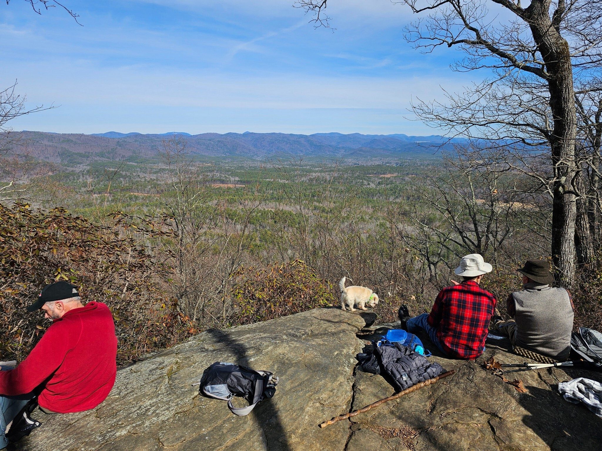 Taking in the view to the north at the top. Watch your step Cutie Pie!