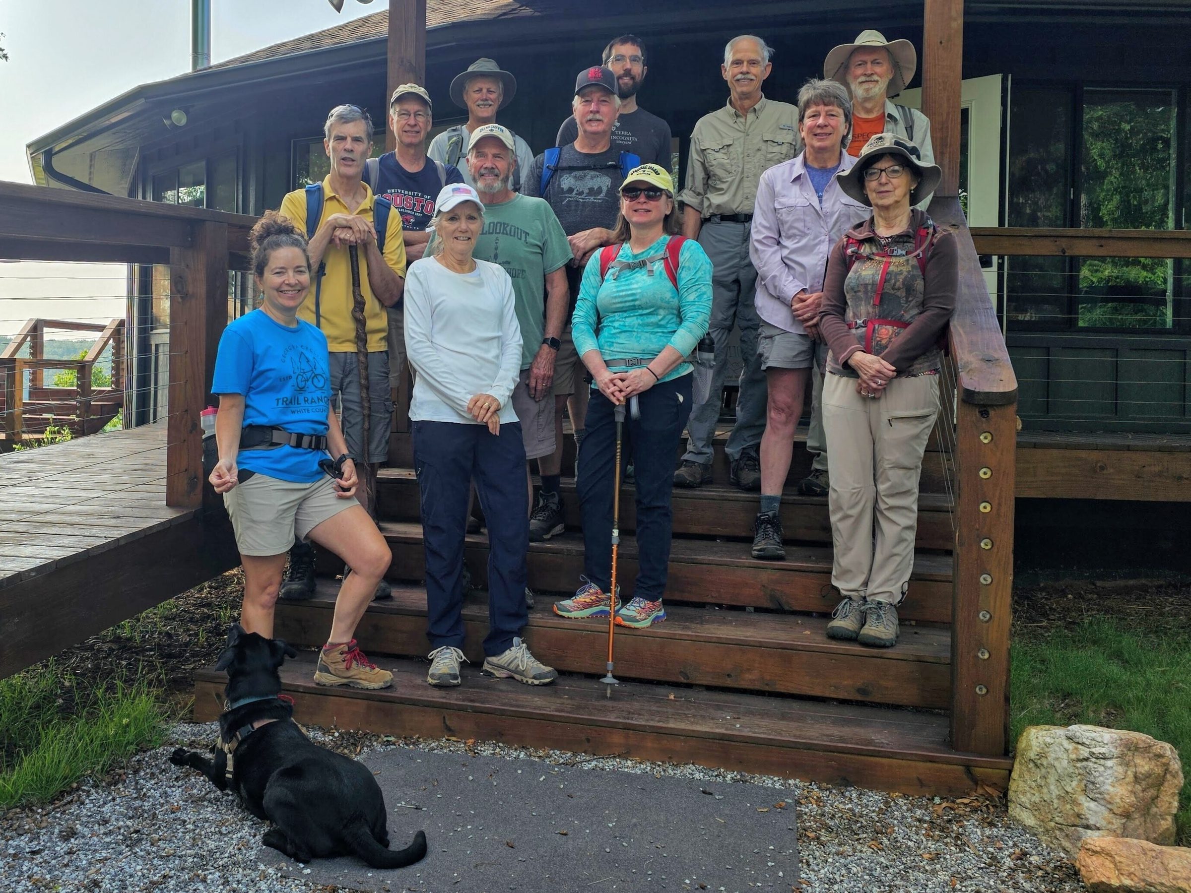Tody's hikers (L-R) Back:Gerald, Edwin, Jim, Ken P, Ken K, Chris, Mike, Kim & Matt; Front: Heather & Toby W., Claudia, Bobbie & Jenny (not shown are trail dogs Cutie Pie & Toby H.