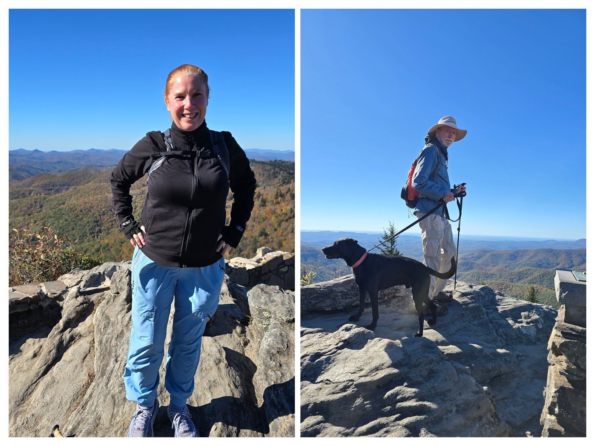 Jane, Matt and Toby enjoying a few views on Devil's Courthouse.