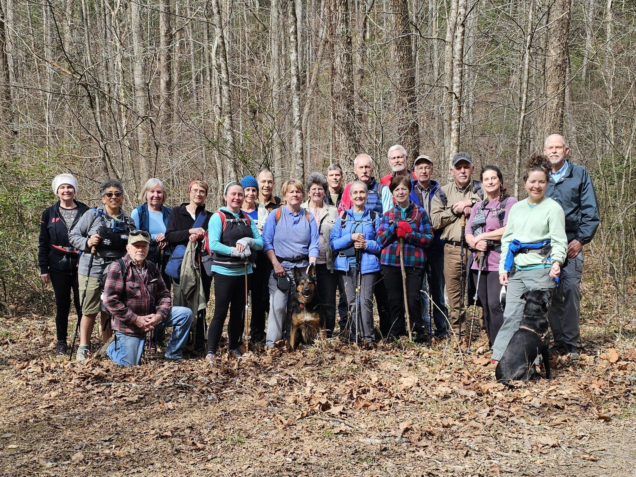 Our Bike Trail Hikers (L-R): Sue, Vilmarie, Vic, Angela, Mary Lu, Bobbie, Beth, Charles, Barbara & Jake, Jane, Gerald, Terre, Don, Dave, Jenny, Edwin, Roger, Shelia, Heather & Toby, & Mike.