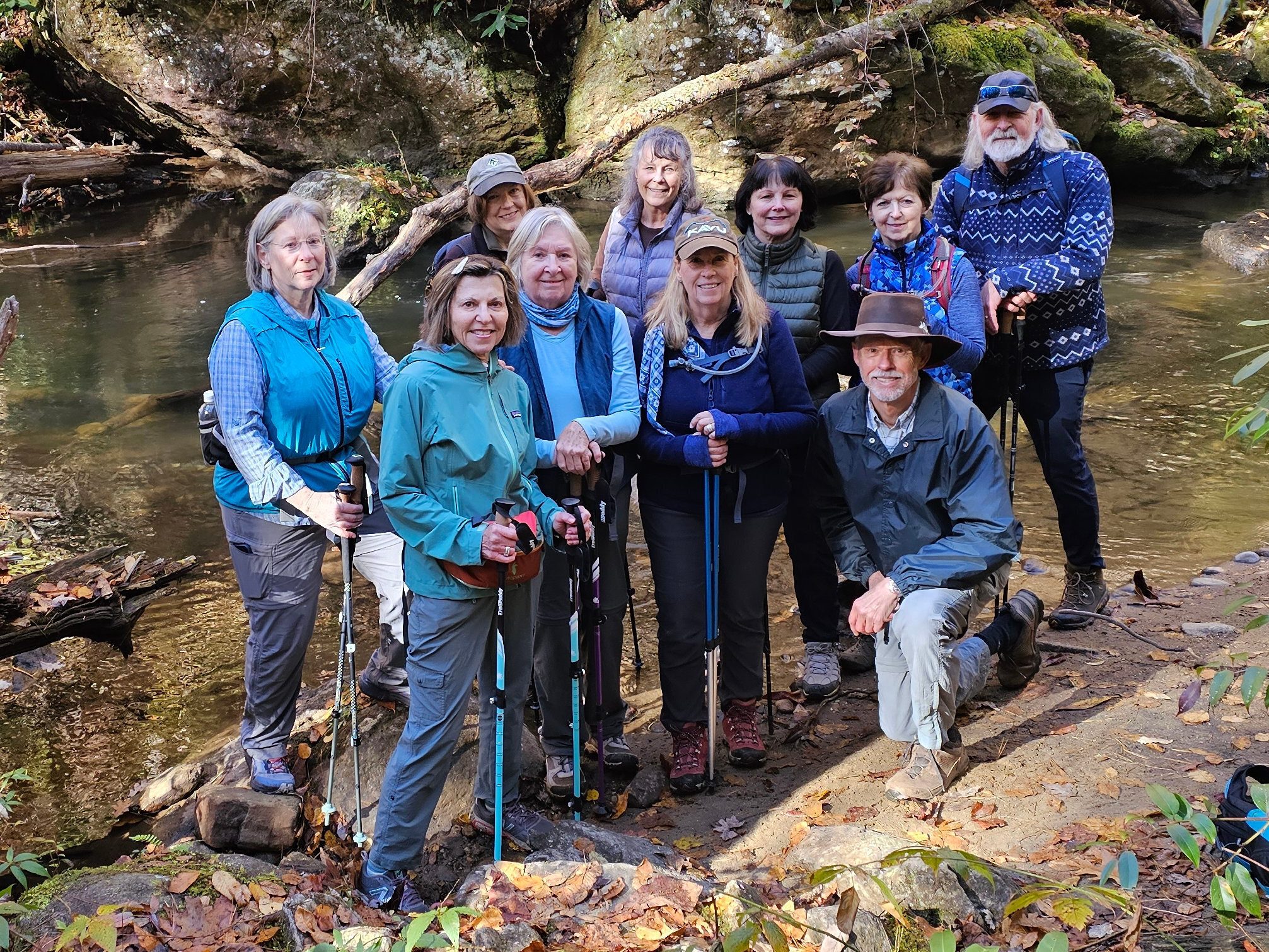 Today's hikers (L-R): Evelyn, Allyson, Jane, Angela, Renee, Lynn S, Lynn H, Jenny, Mike & Phil.