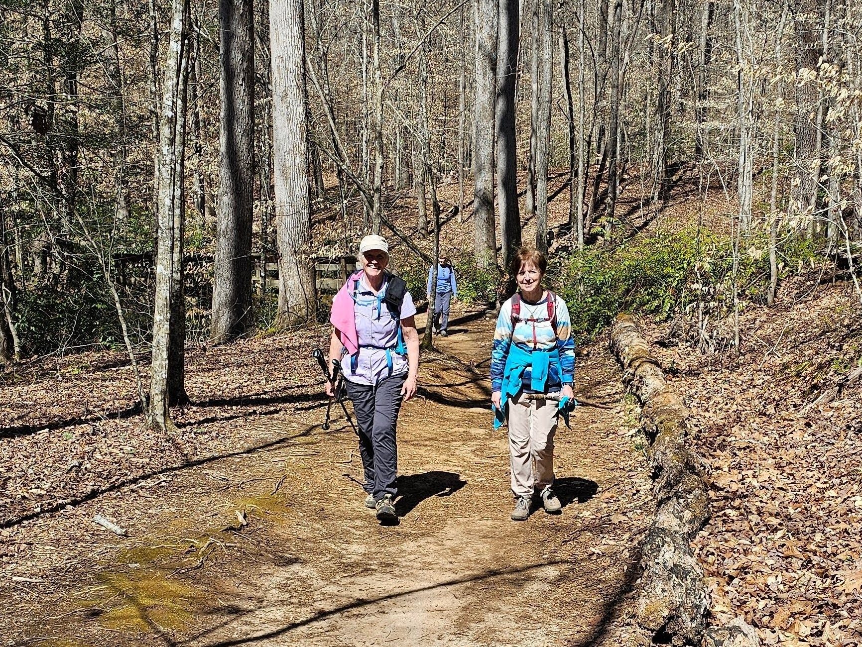Linda, Beth and Jenny heading back to the trailhead and still smiling.