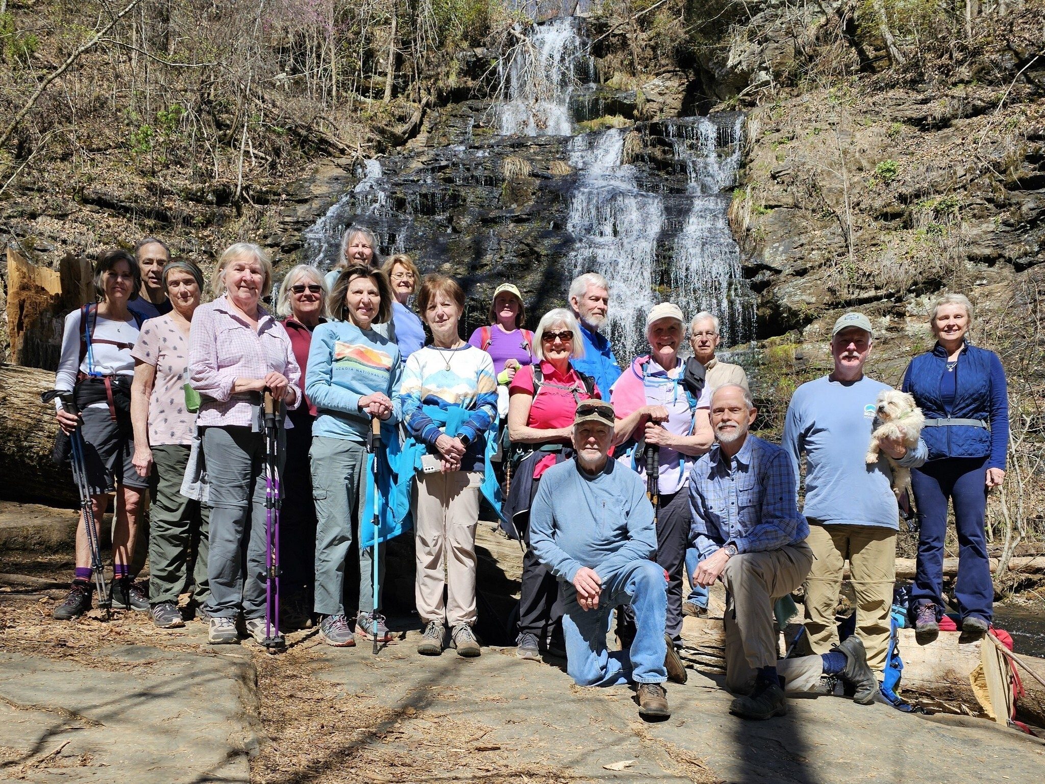 Today's Hikers (L-R) Back: Beth, Charles, Mary Lu, Stephanie, Renee, Beth, Bobbie, Dave, Edwin & Sue; Front: Angela, Allyson, Jenny, Pam, Vic, Linda, Mike & Ken with Cutie Pie.
