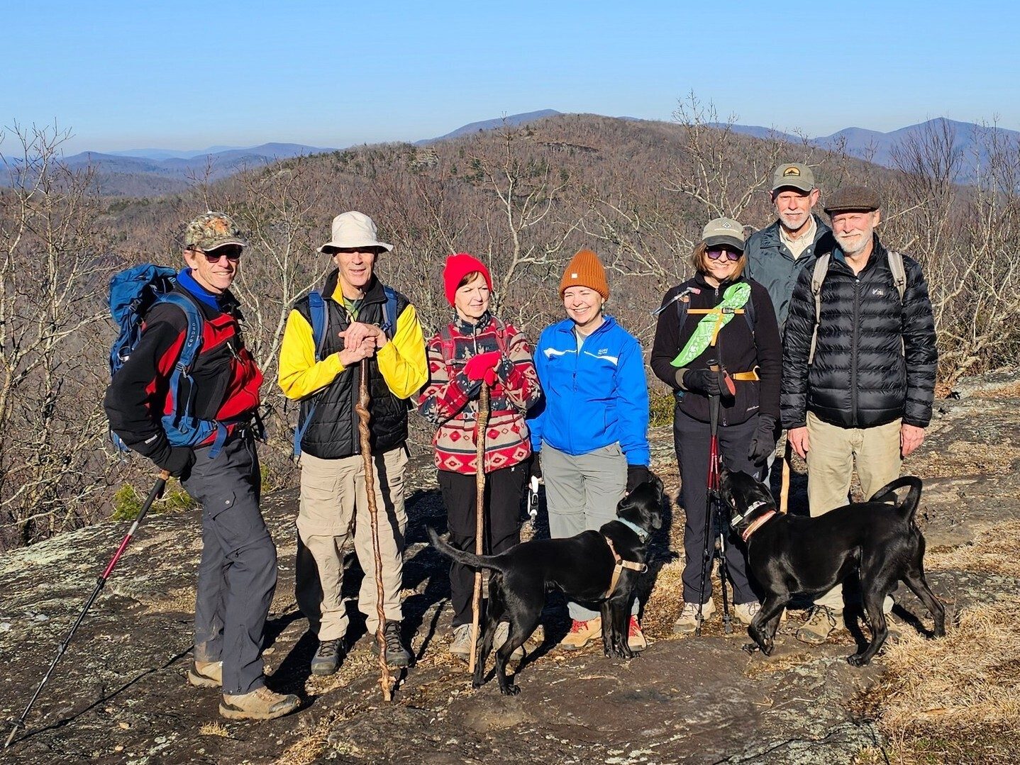 Today's Adventure Hikers (L-R): Gregg, Gerald, Jenny, Heather &  Toby, Jane, Mike, Matt & Toby.