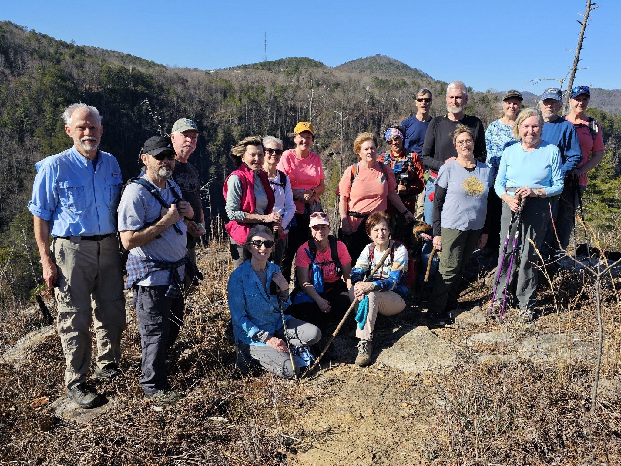 Today's Hikers (L-R) Back:Mike, Tom, Ken, Allyson, Alicia, Londa, Barbara with Jake, Vilmarie, Gerald, Dave, Mary Lu, Renee, Angela, Vic & Betty; Front: Debbie, Shelia & Jenny