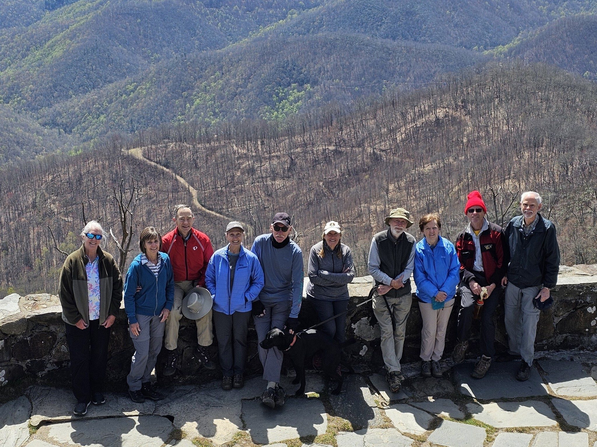 Today's hikers (L-R): Betty, Beth, Charles, Terre, Don, Lynn, Matt & Toby, Jenny, Gregg & Mike