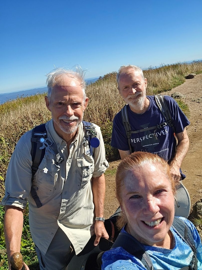 Only three of us made the final climb up Black Balsam.  Perhaps we should have kept our hats on?
