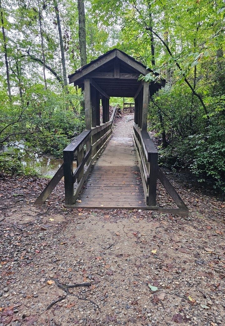 A very nice covered bridge leading to the overlook and Issaqueena Falls