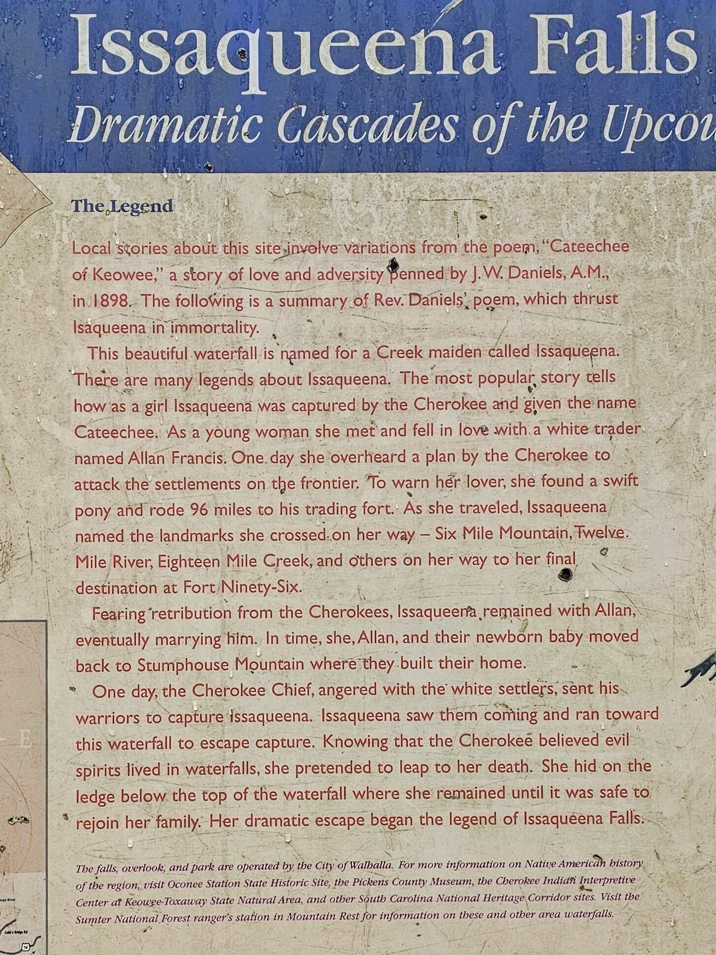 The legend of Issaqueena Falls