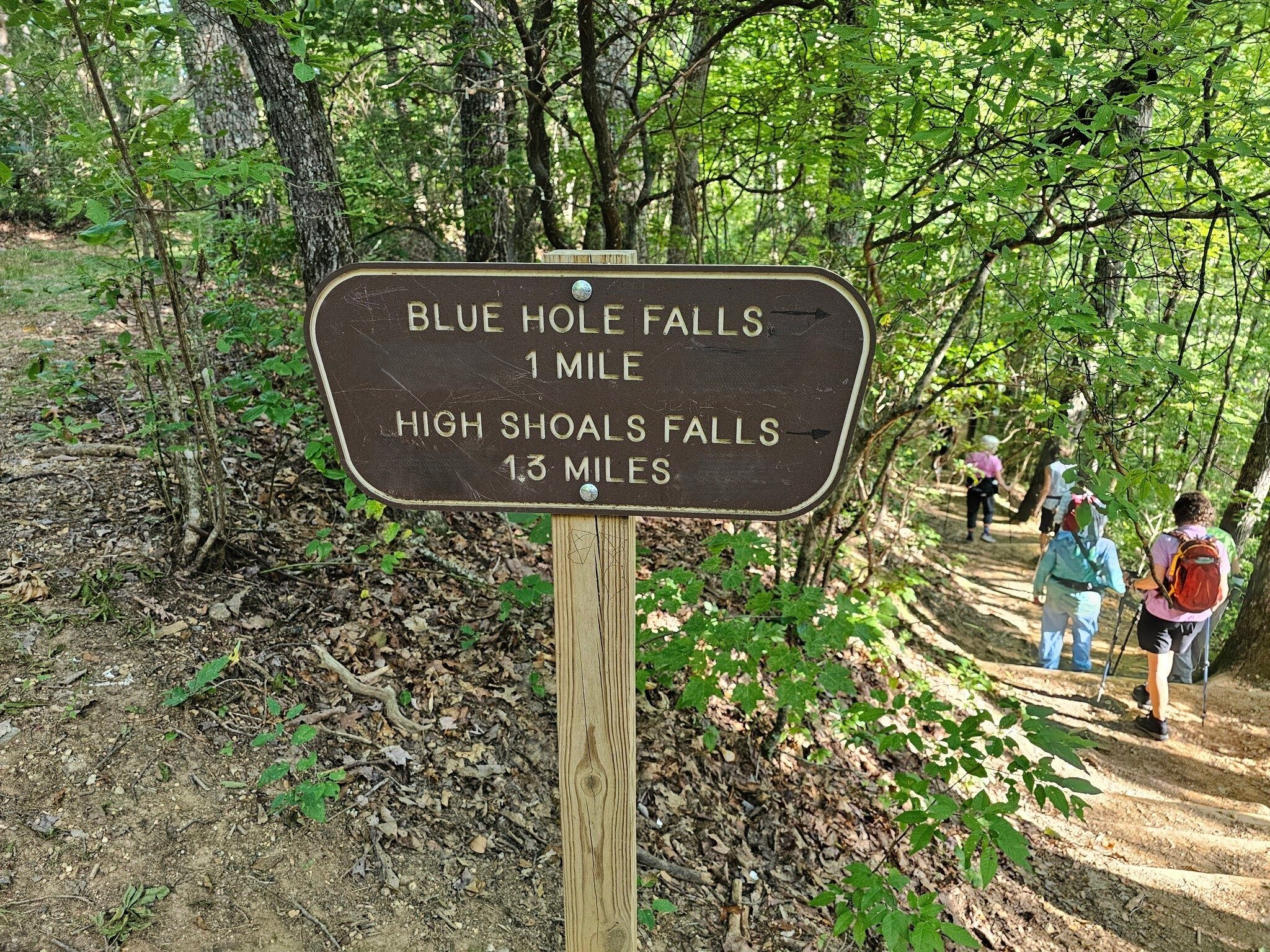 A nice trailhead sign here, but that is the last one you will see on this hike making it easy to miss the side trail for Blue Hole Falls.