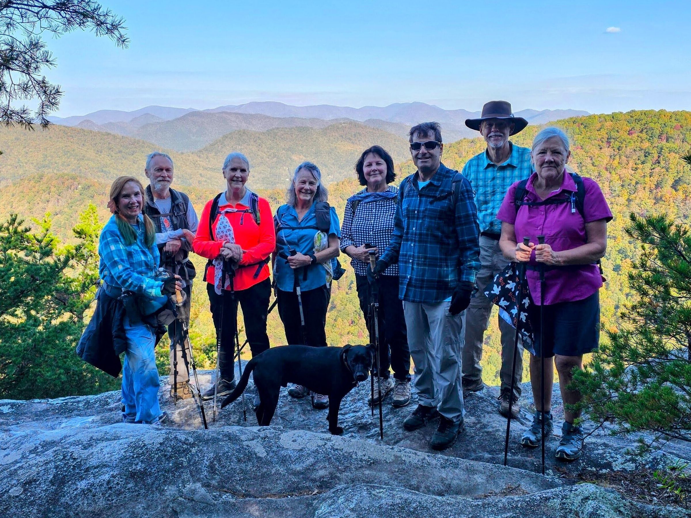 Today's Hikers on Pinnacle Knob (L-R): Jane, Matt & Toby, Betty, Renee, Lynn, Darren, Mike & Cindi