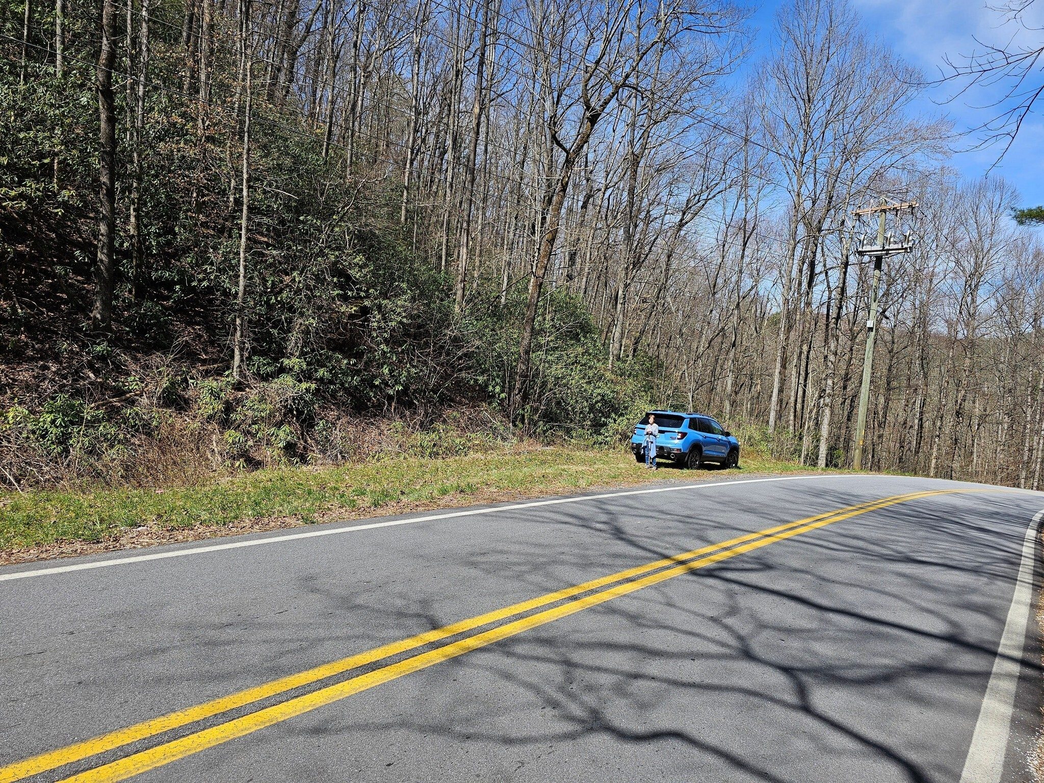 Just for reference, here's the 4-car parking area on the west side of Davis Gap Road at trail's end.