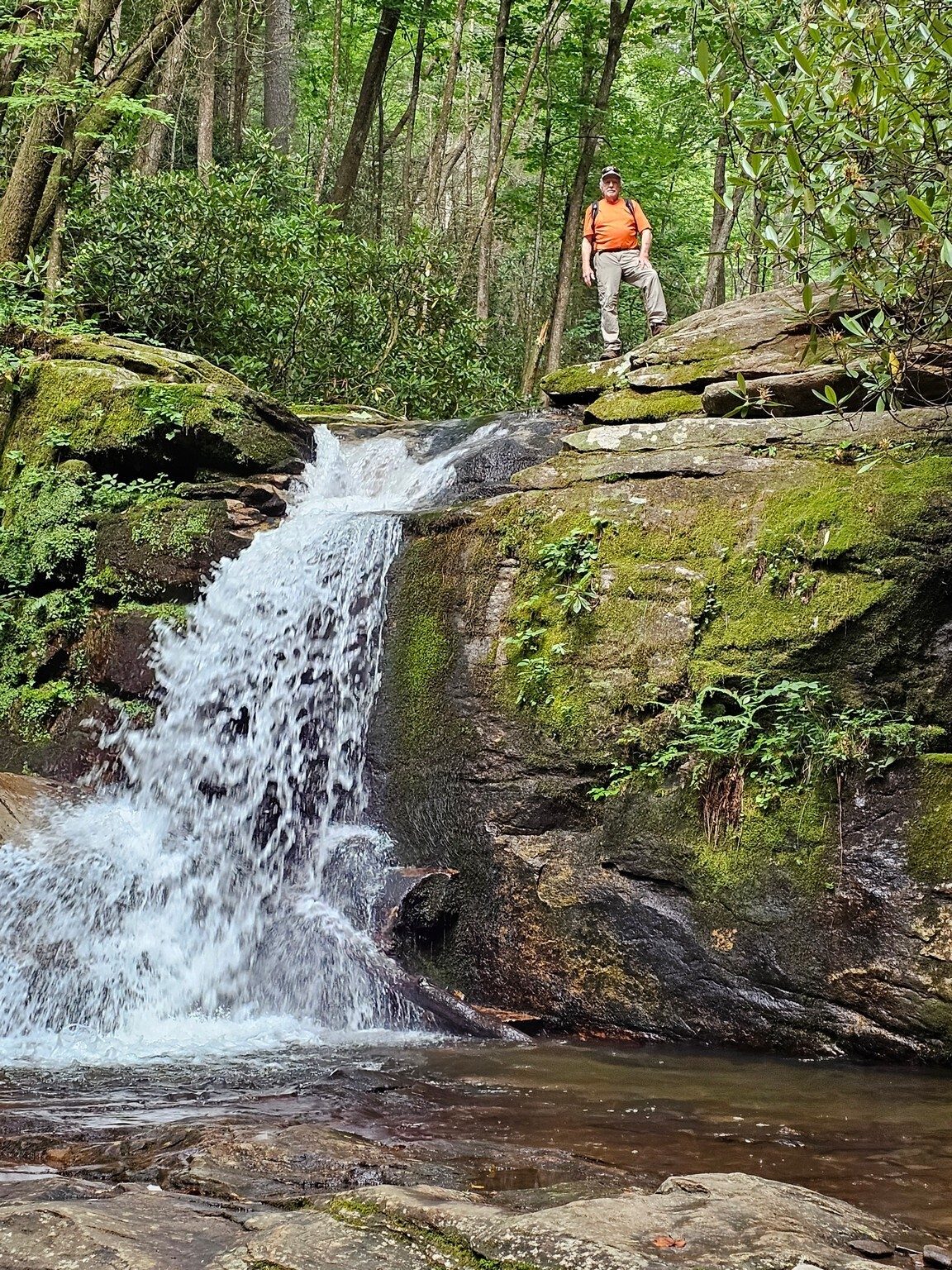 Vic taking ownership of Lower Dodd Creek Falls further up the trail.