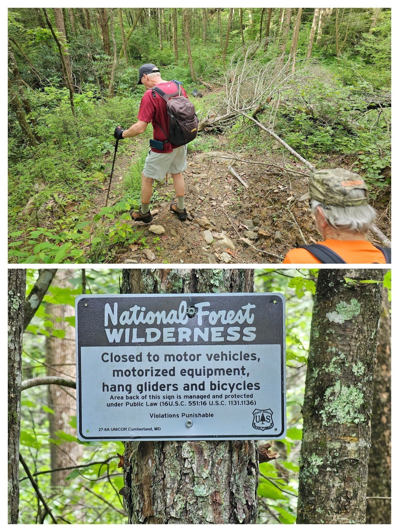 The old trailhead was torn up by some type of auto accident, but still accessible.  Good thing we left our hang gliders home.