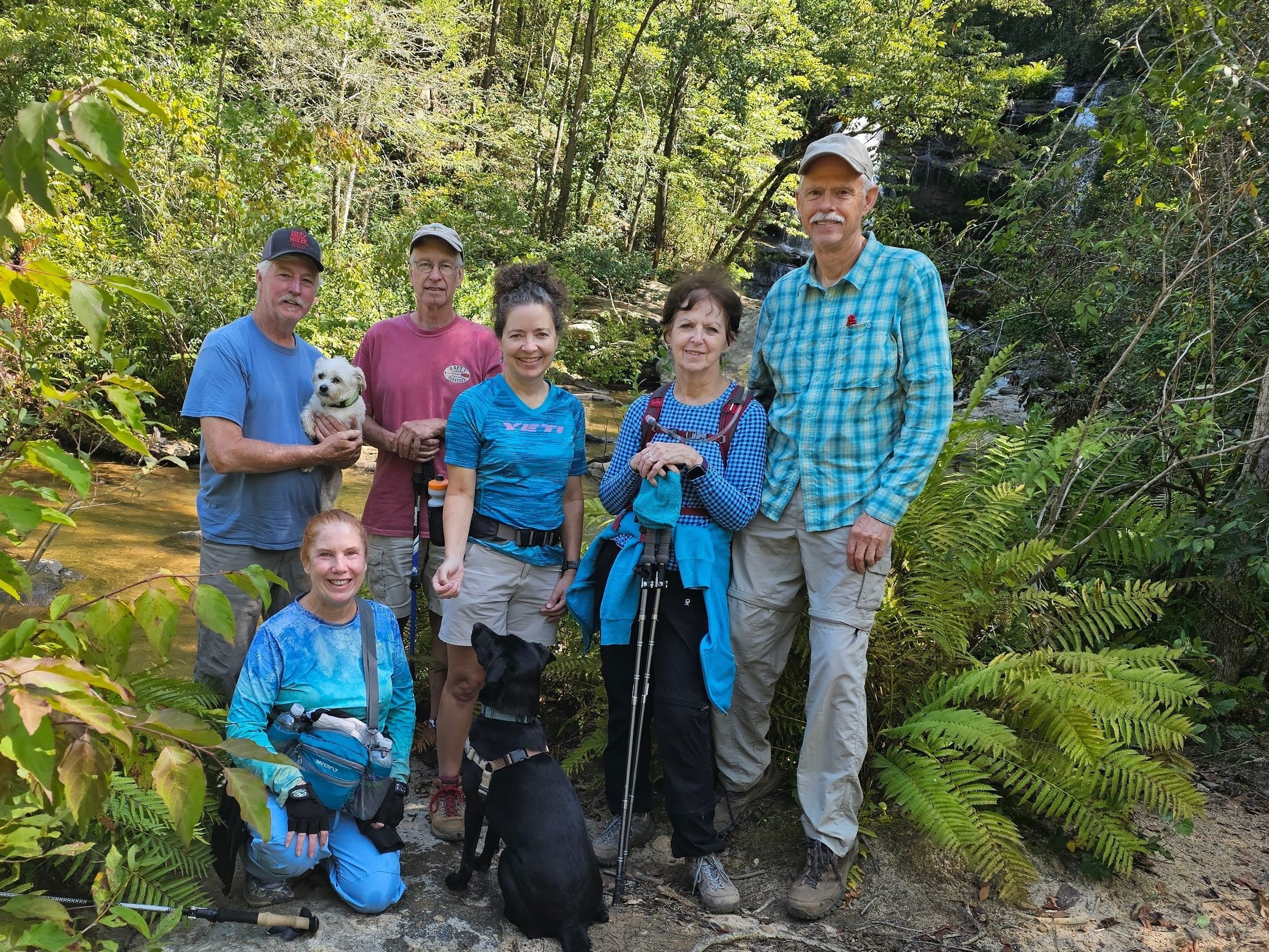 Today's Hikers (L-R): Ken & Cutie Pie, Jane, Edwin, Heather & Toby, Jenny & Mike