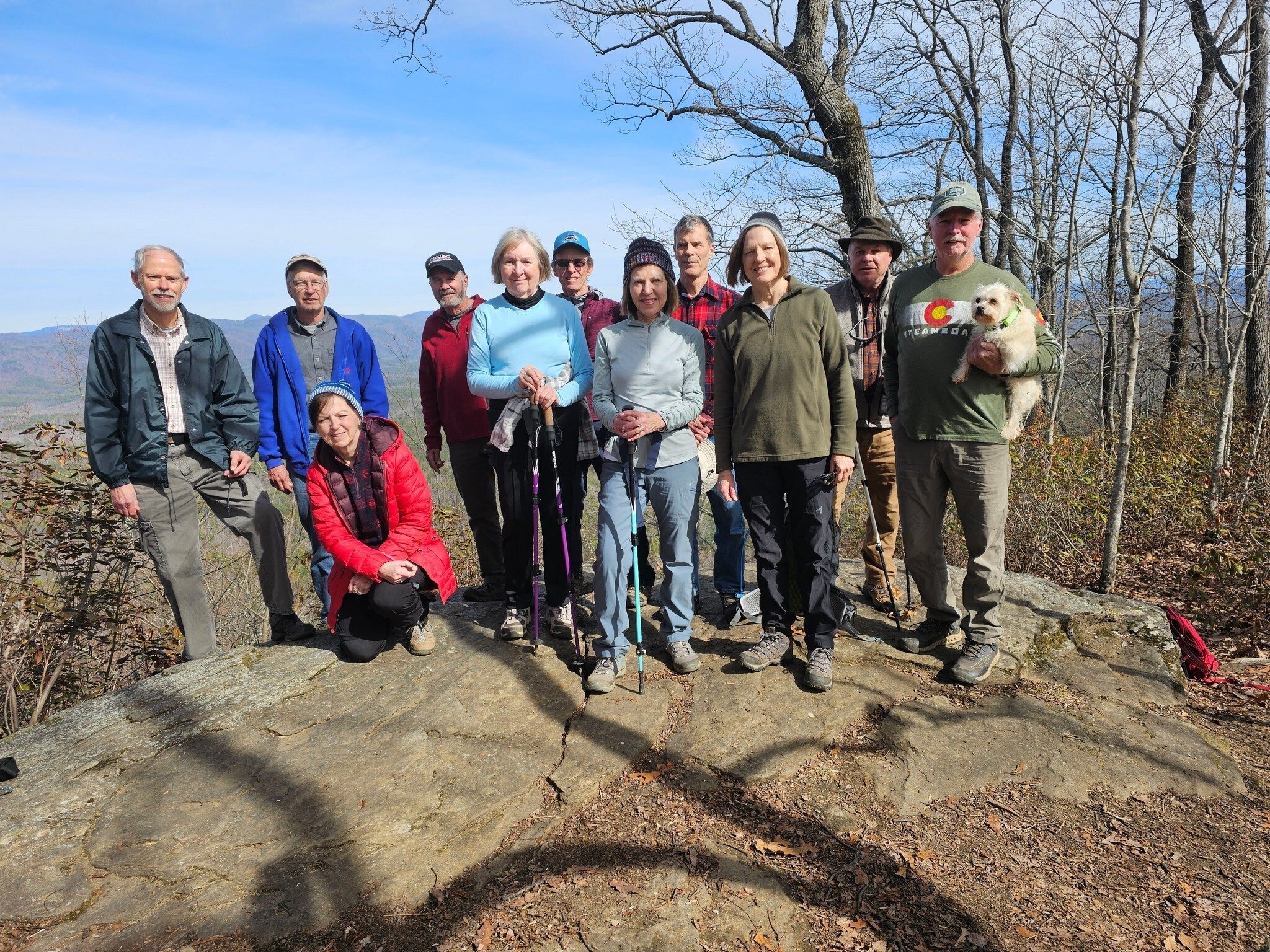 Today's Hikers (L-R): Mike, Edwin, Jenny, Ken, Angela, Gregg, Allyson, Gerald, Jane, John and Ken with Cutie Pie