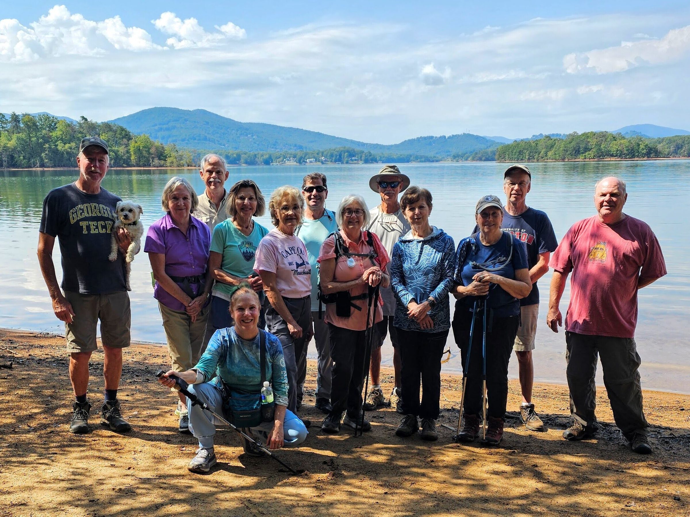 Today's Hikers (L-R): Ken & Cutie Pie, Angela, Mike, Allyson, Jane (kneeling), Beth, Daren, Pam, Jim, Jenny, Lynn, Edwin & John.