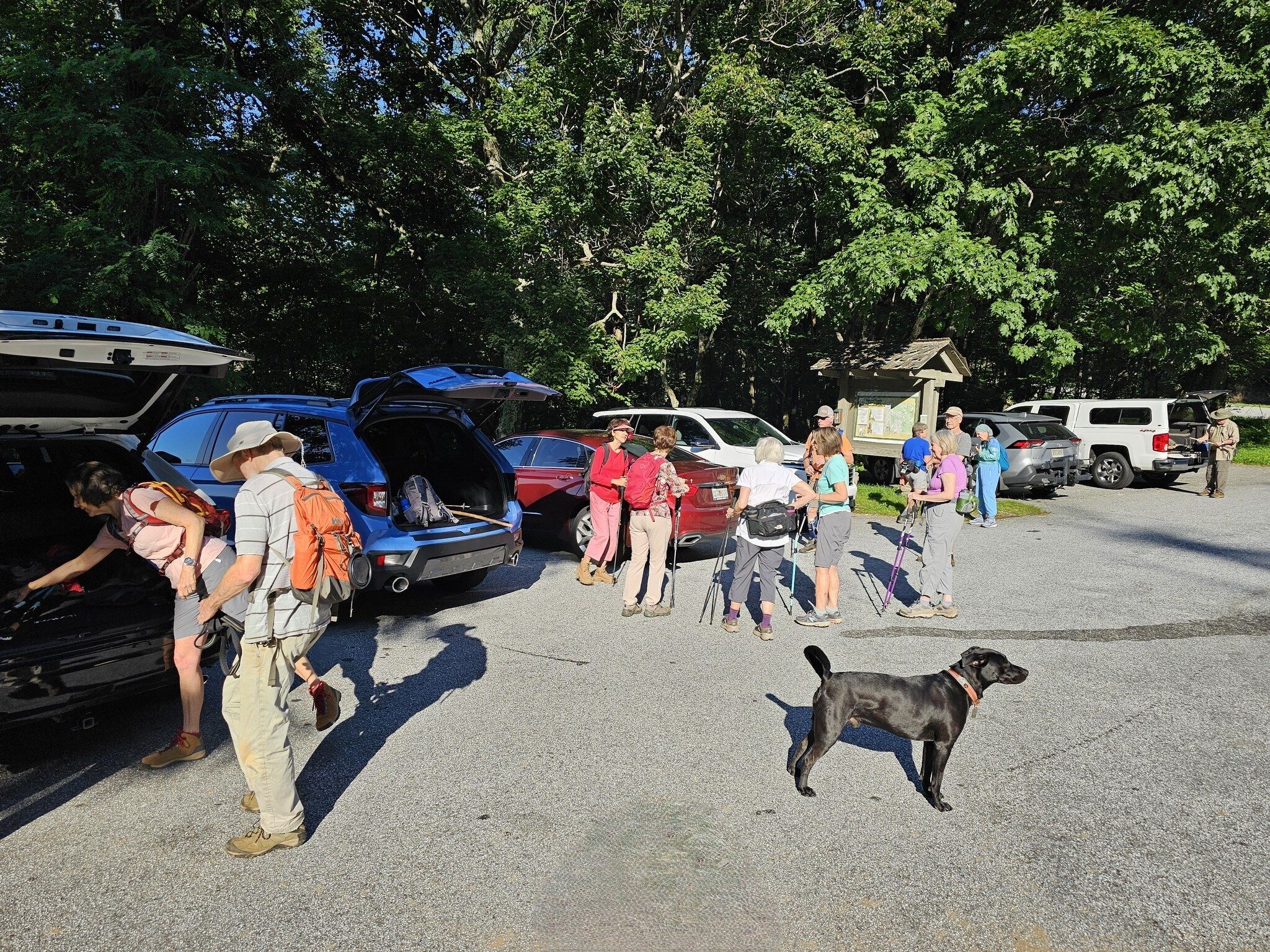 Getting ready at the Osage Overlook, the trailhead.