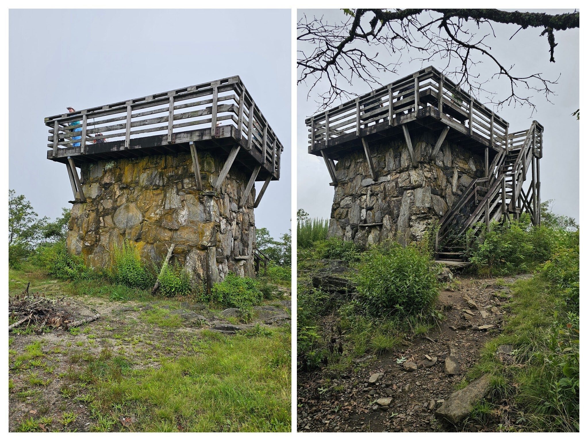 Classic views of the the viewing platform atop the old fire tower foundation at Rabun Bald.