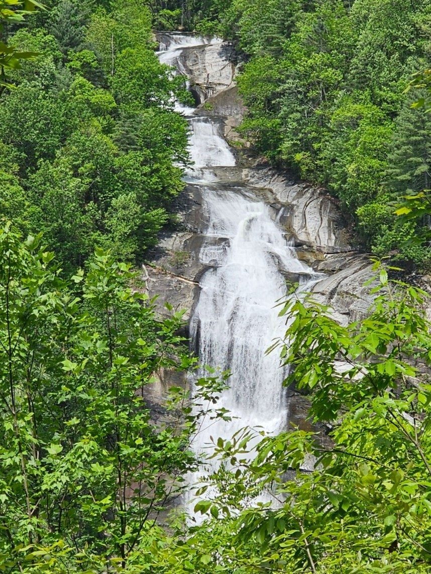 The cave in the upper section of the Lower Whitewater Falls is puzzling.