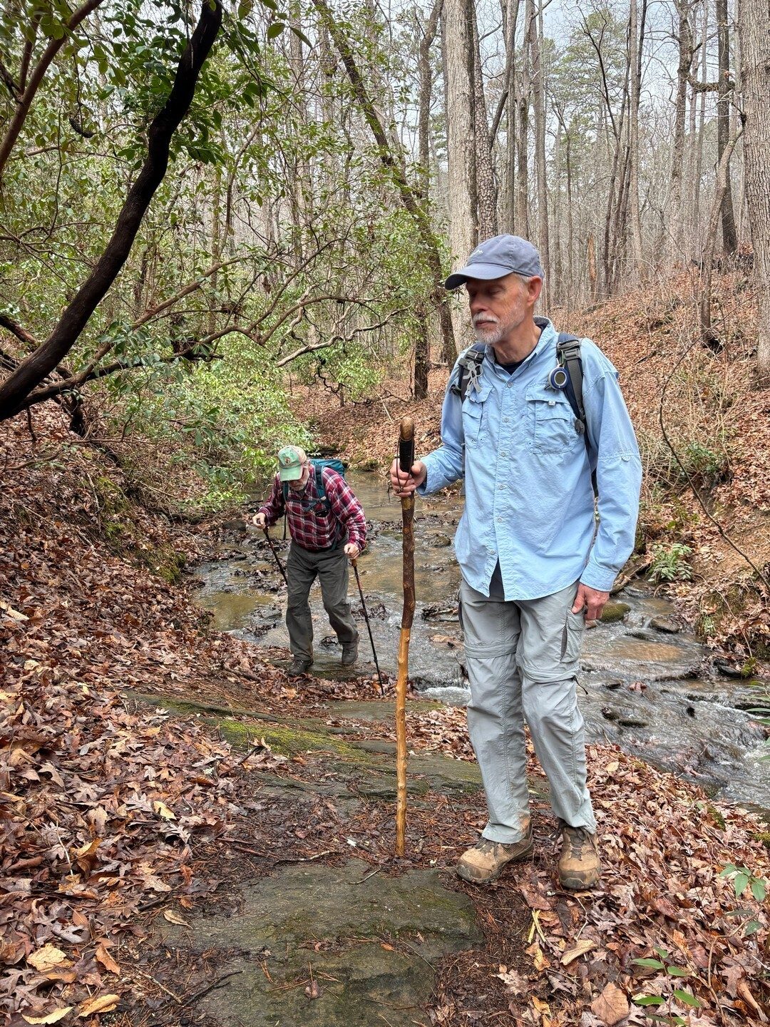 We easily rock-hop this shallow creek leading to Tabor Falls.