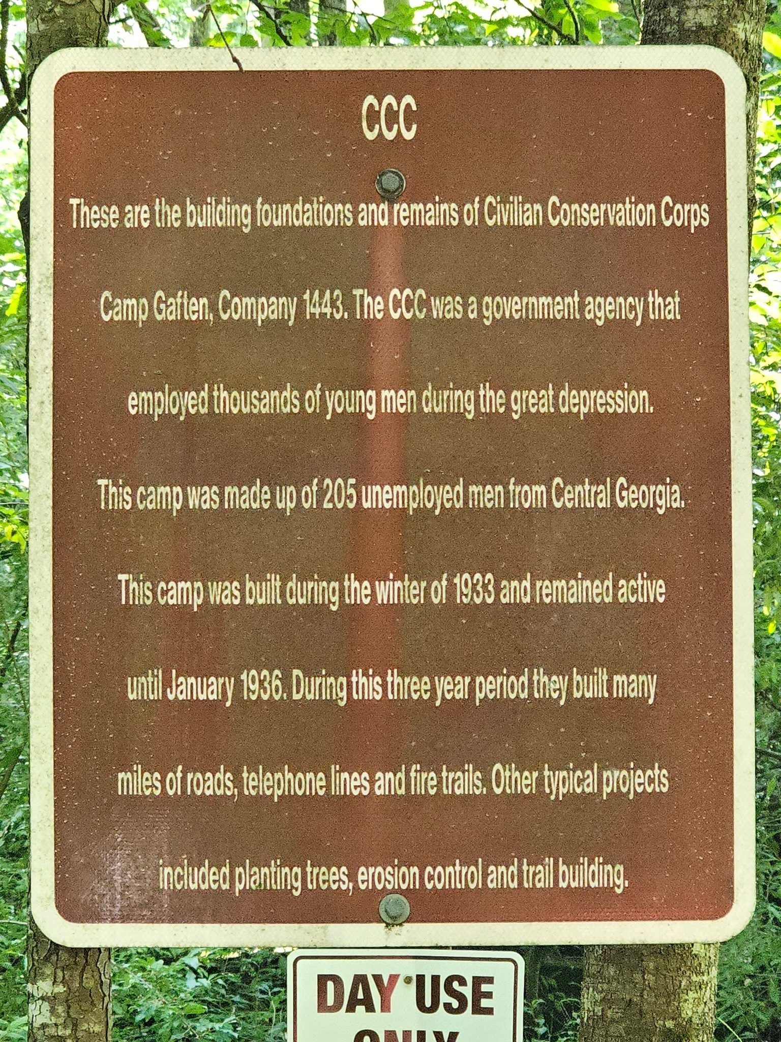 We took a short side trail to visit the site of the Robert Gaften 1930's CCC camp.