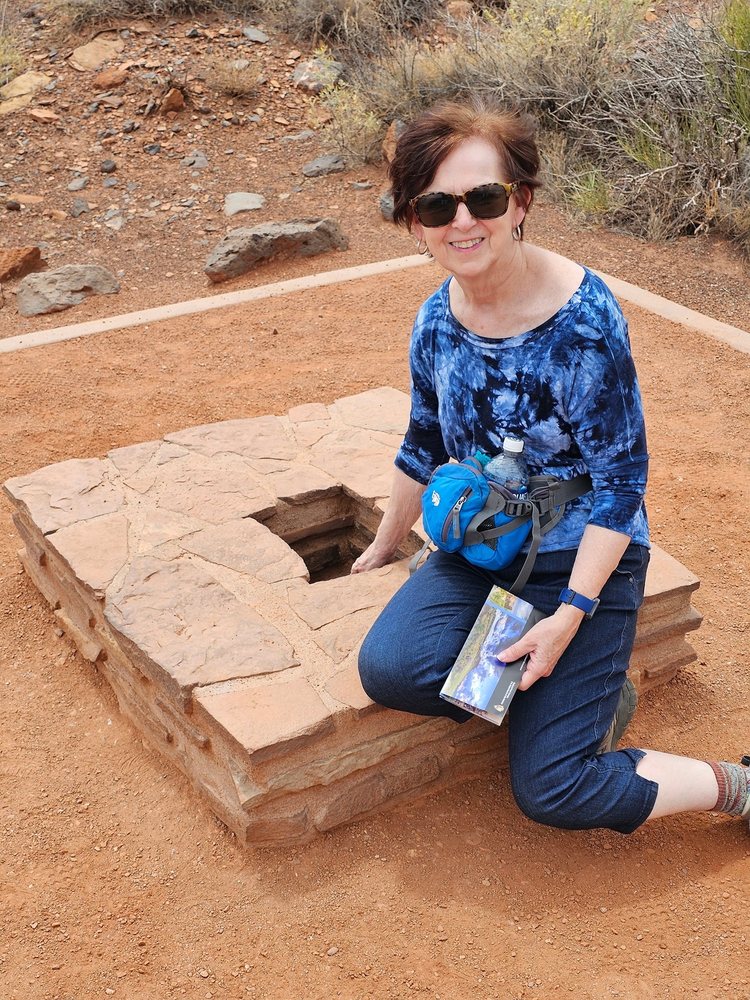 Jenny checks out the "blowhole." Archaeologist are not certain it was active in the 1200's.