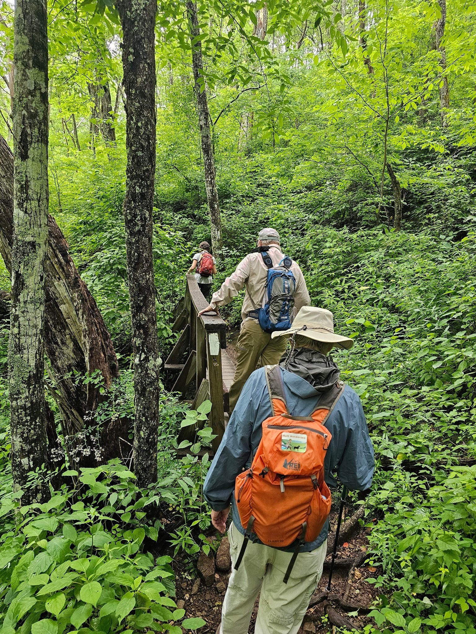 Crossing over a drainage feature on a short bridge.
