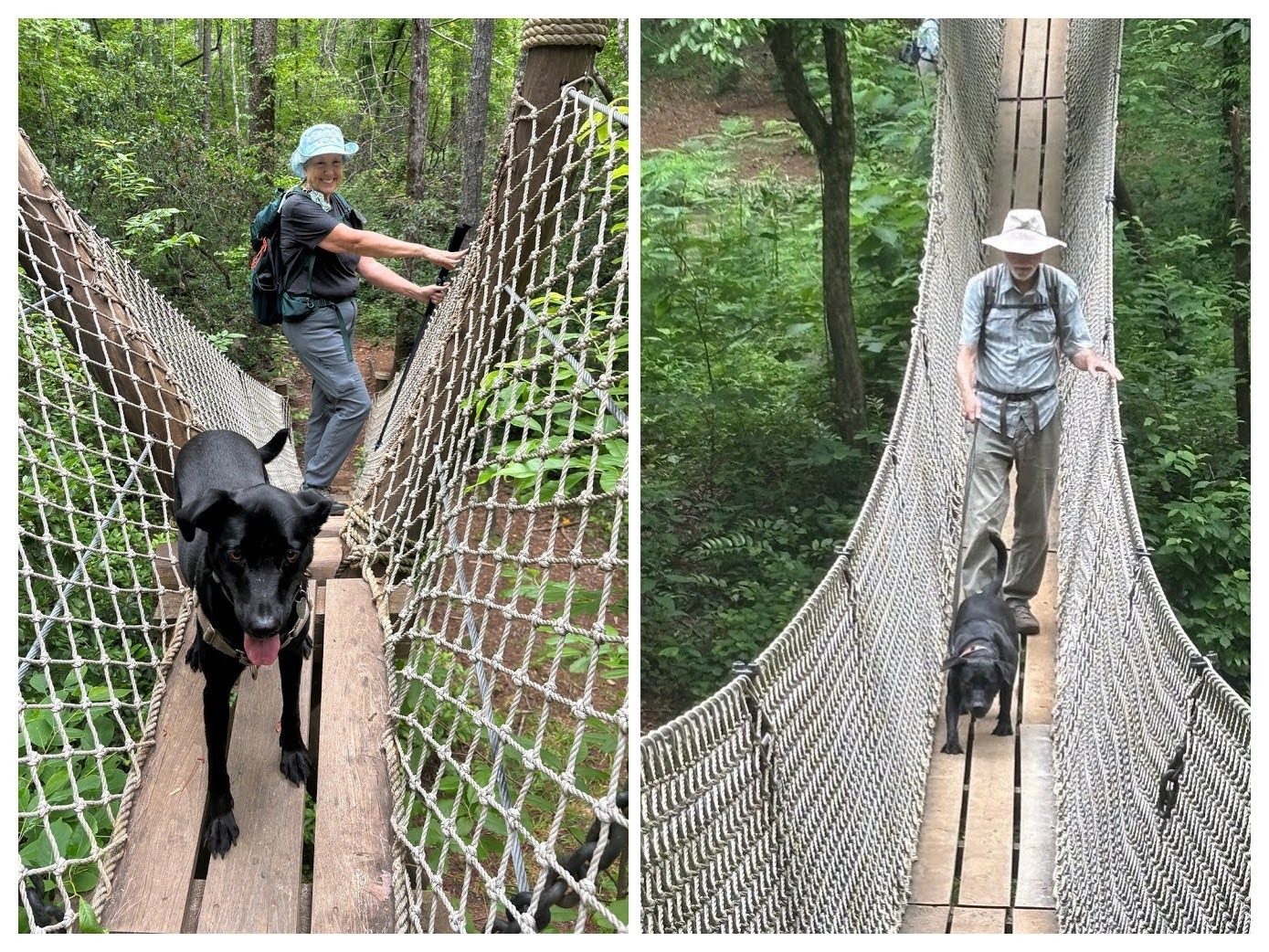 Toby Wall (L) & Toby Henderson (R) making their way across the first Zeke suspension bridge. Photos by Heather Wall.