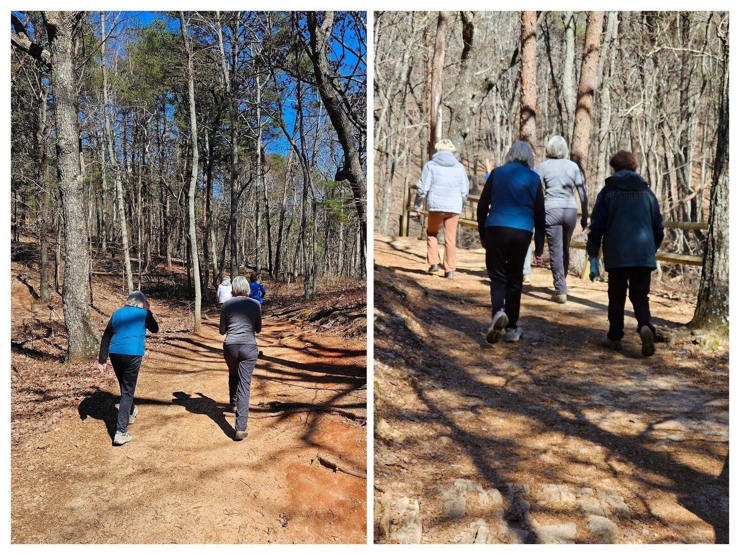 Notice we've removed some layers! It's uphill for 0.75 mile. Sue, I thought you said it was 0.5 mile round trip.