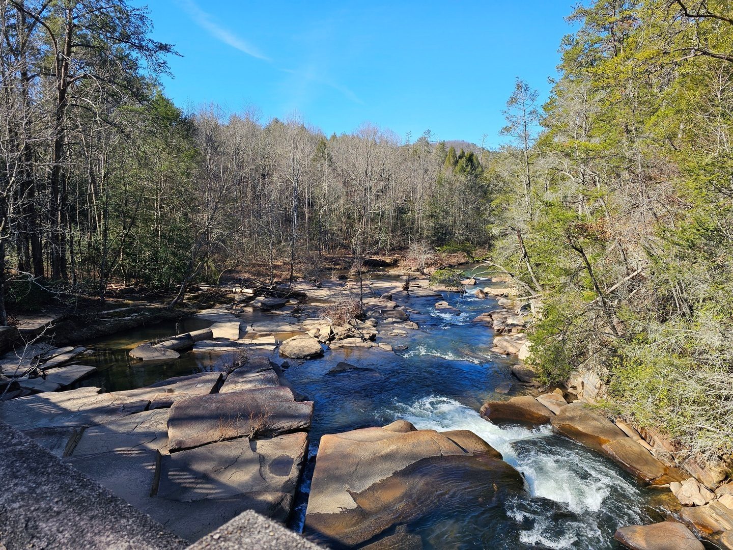 Looking down the Tallulah River near the Terrora Generator Station.