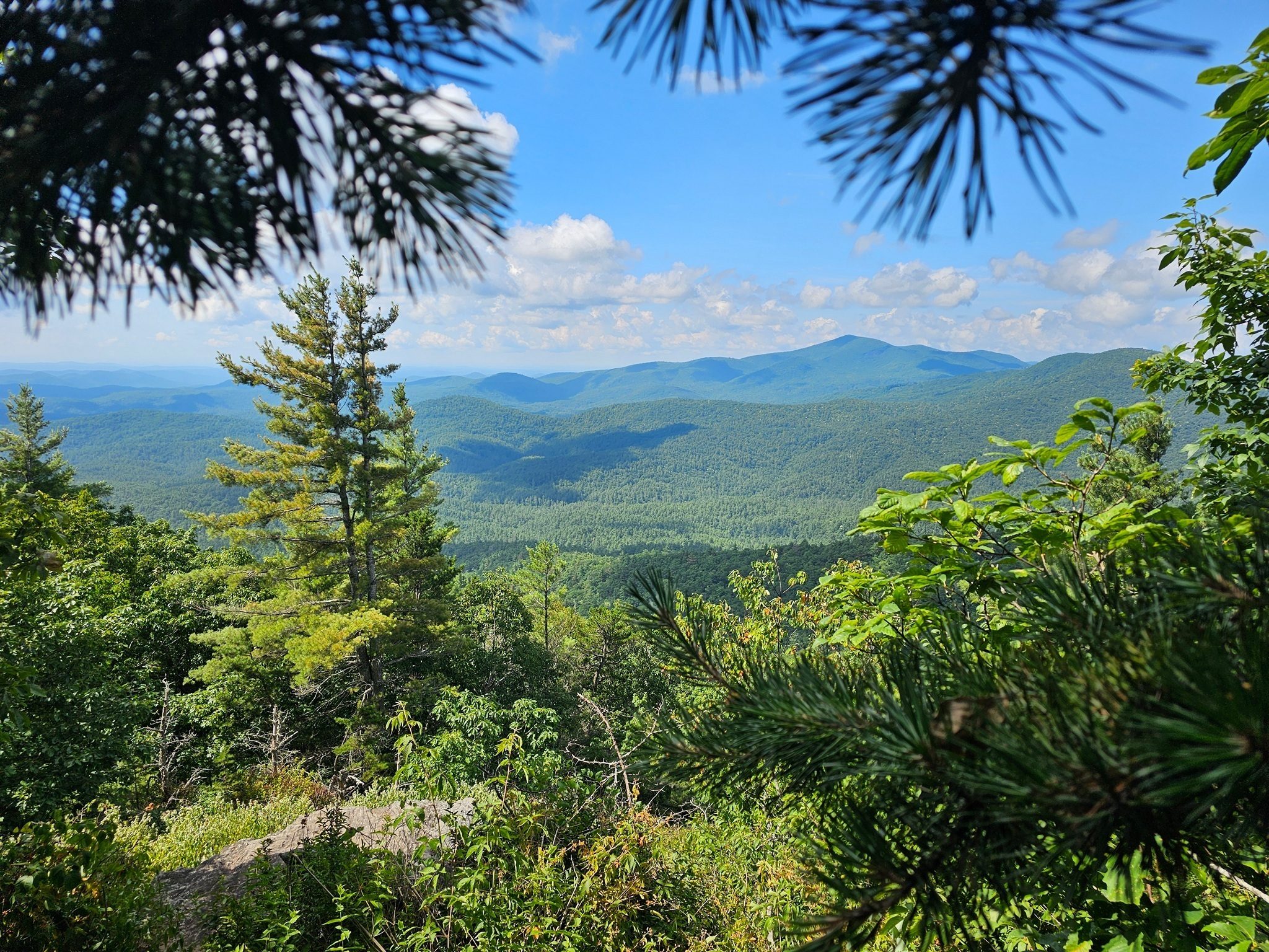 But with a little extra scramble at the overlook, the view is quite good.  That's Rabun Bald in the background.