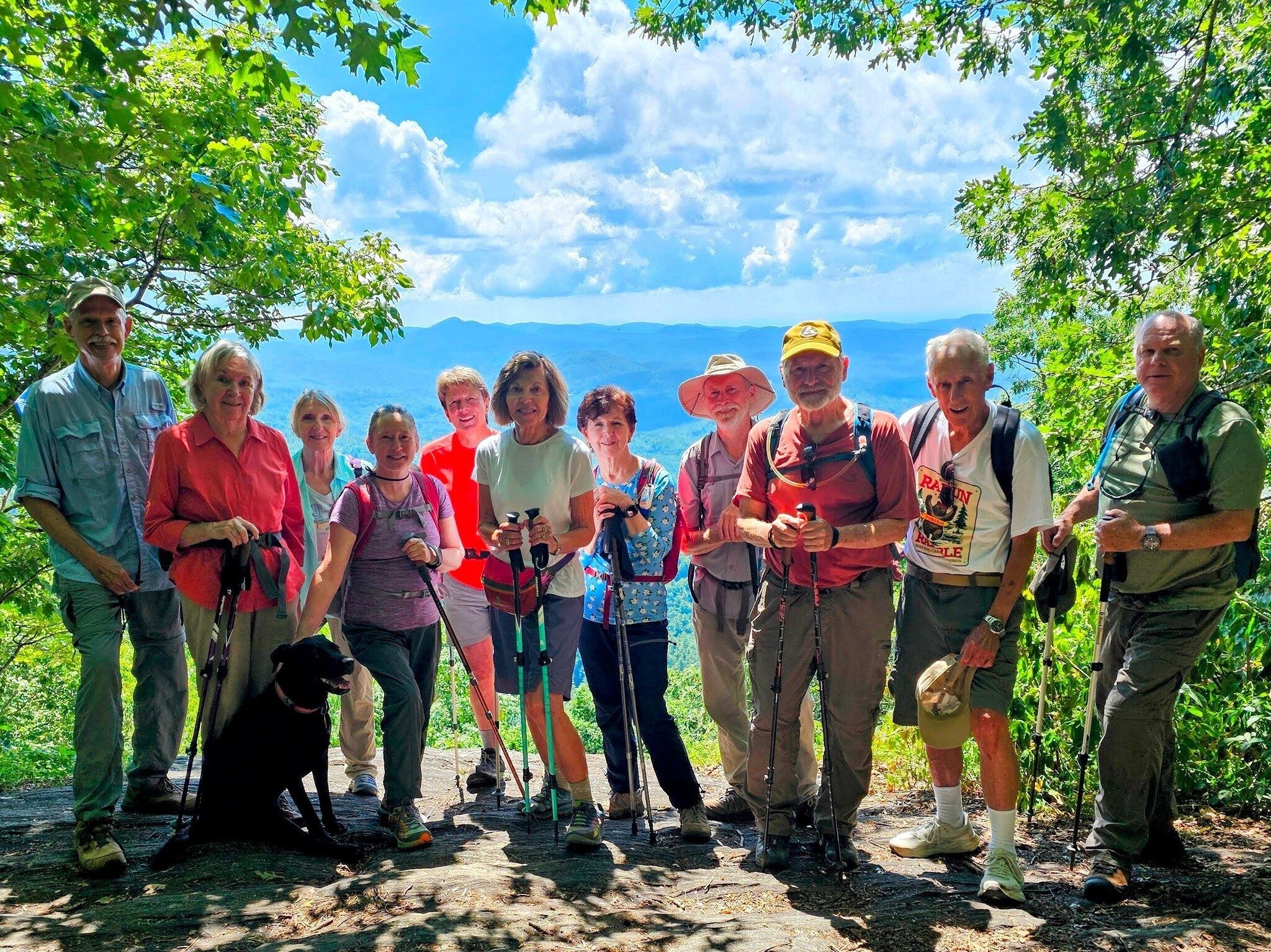 Today's hikers (L-R): Mike B, Angela, Debbie, Bobbie, Kim, Allyson, Jenny, Matt & Toby, Jack, Mike J & John