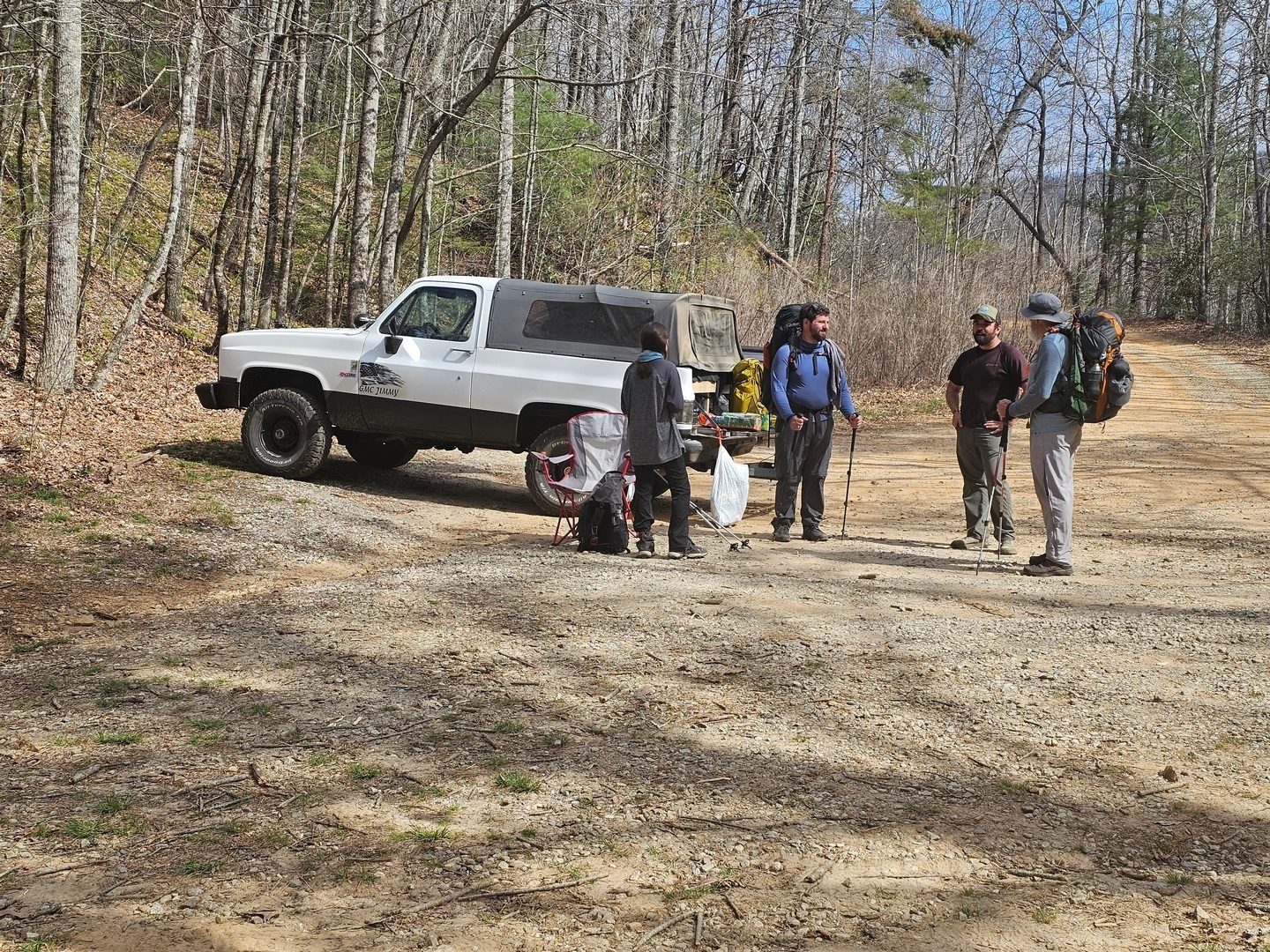 Reaching Indian Grave Gap, there were some folks providing "trail magic" for the AT-thru hikers.