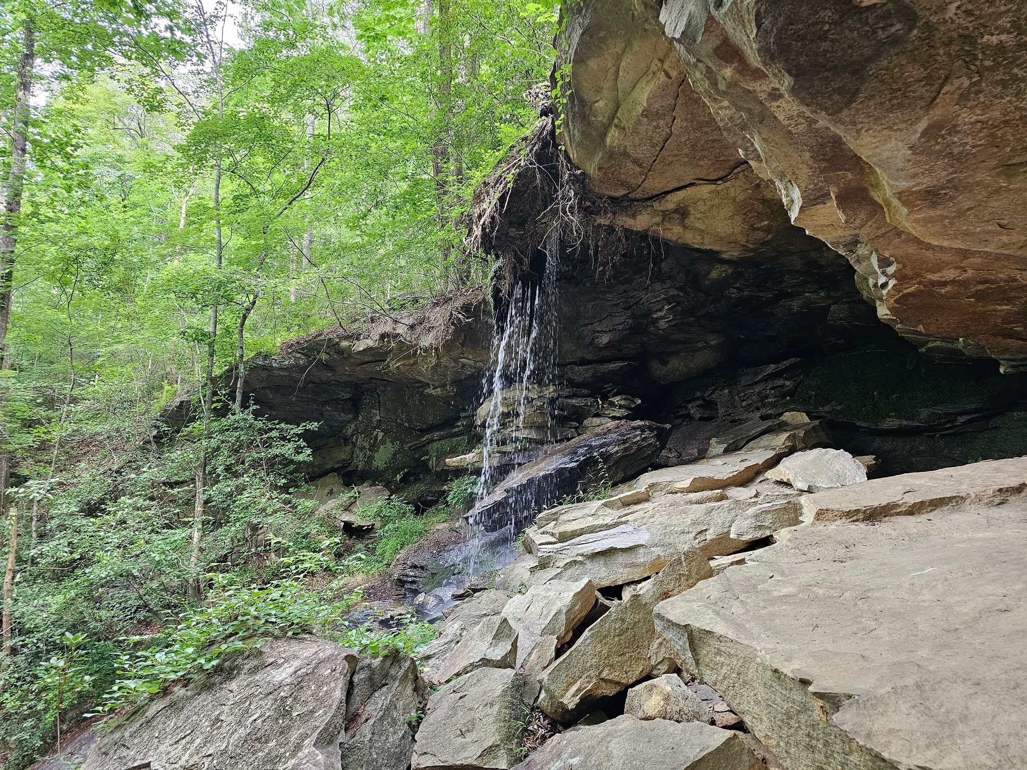 Here's a view under the rock ledge as you approach the top of Contentment Falls.