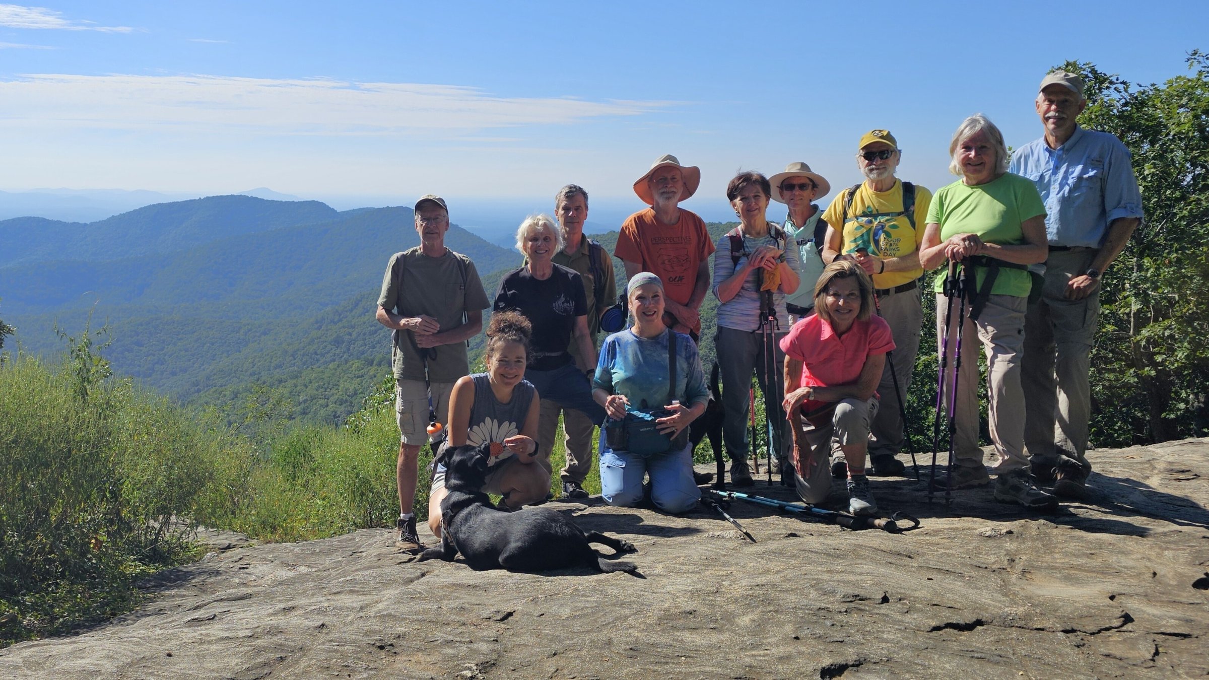 Today's Hiker's (L-R): Edwin; Heather & Toby, Sue, Gerald, Jane, Matt & Toby, Jenny, Gregg,  Allyson,  Jack, Angela & Mike