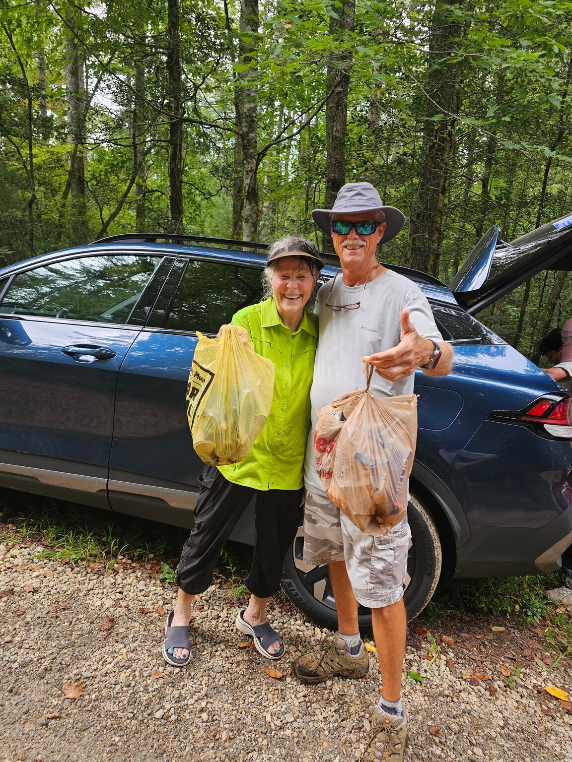 Thanks to our hikers, especially Renée and Jim, for picking up and carrying out the numerous beer cans left by some thoughtless riders.